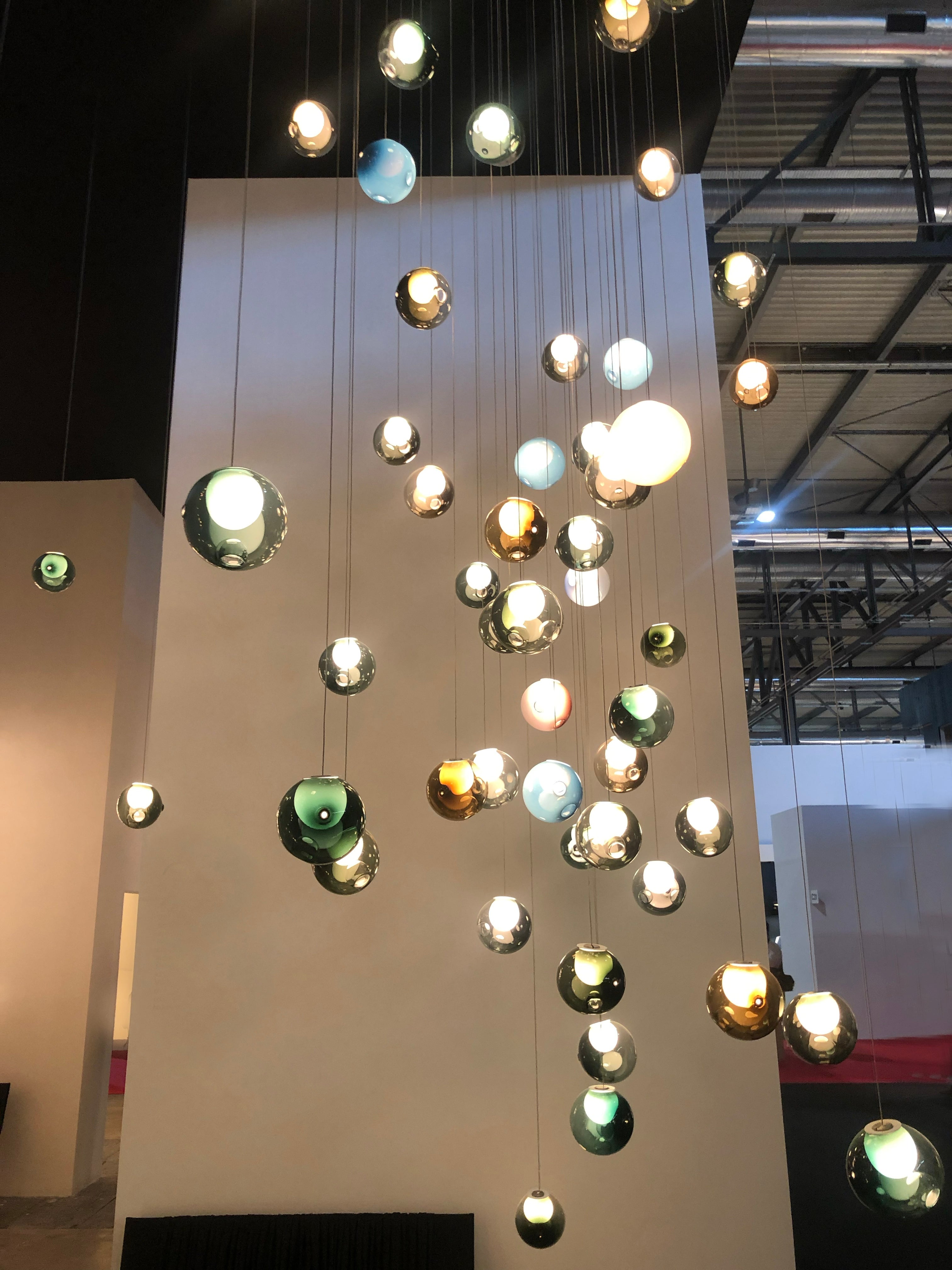 Soho-Two Square Multi-Color Glass Globe Chandelier - Italian Concept