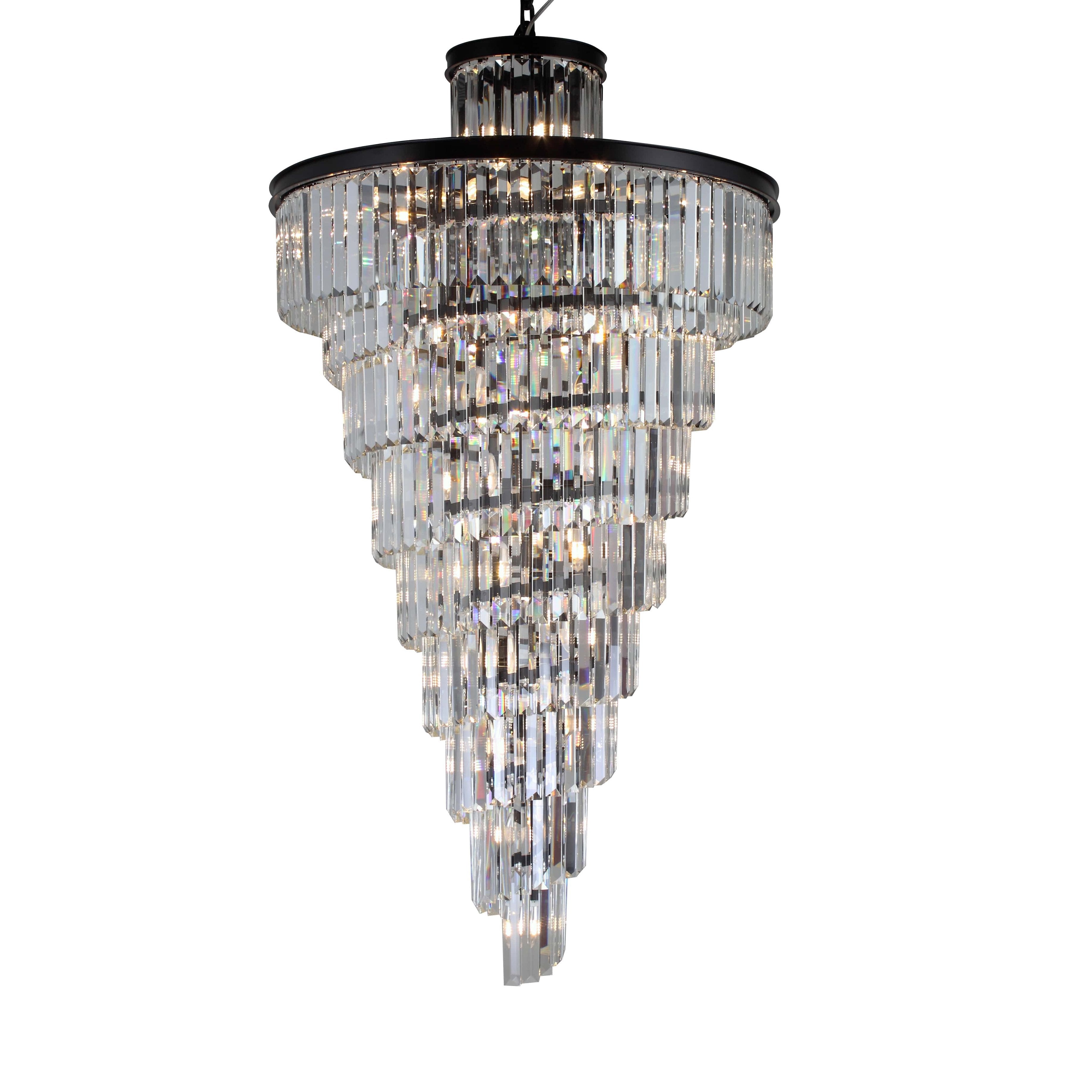 Veccini Odeon Spiral Tiered/ Layered Crystal Fringe Chandelier