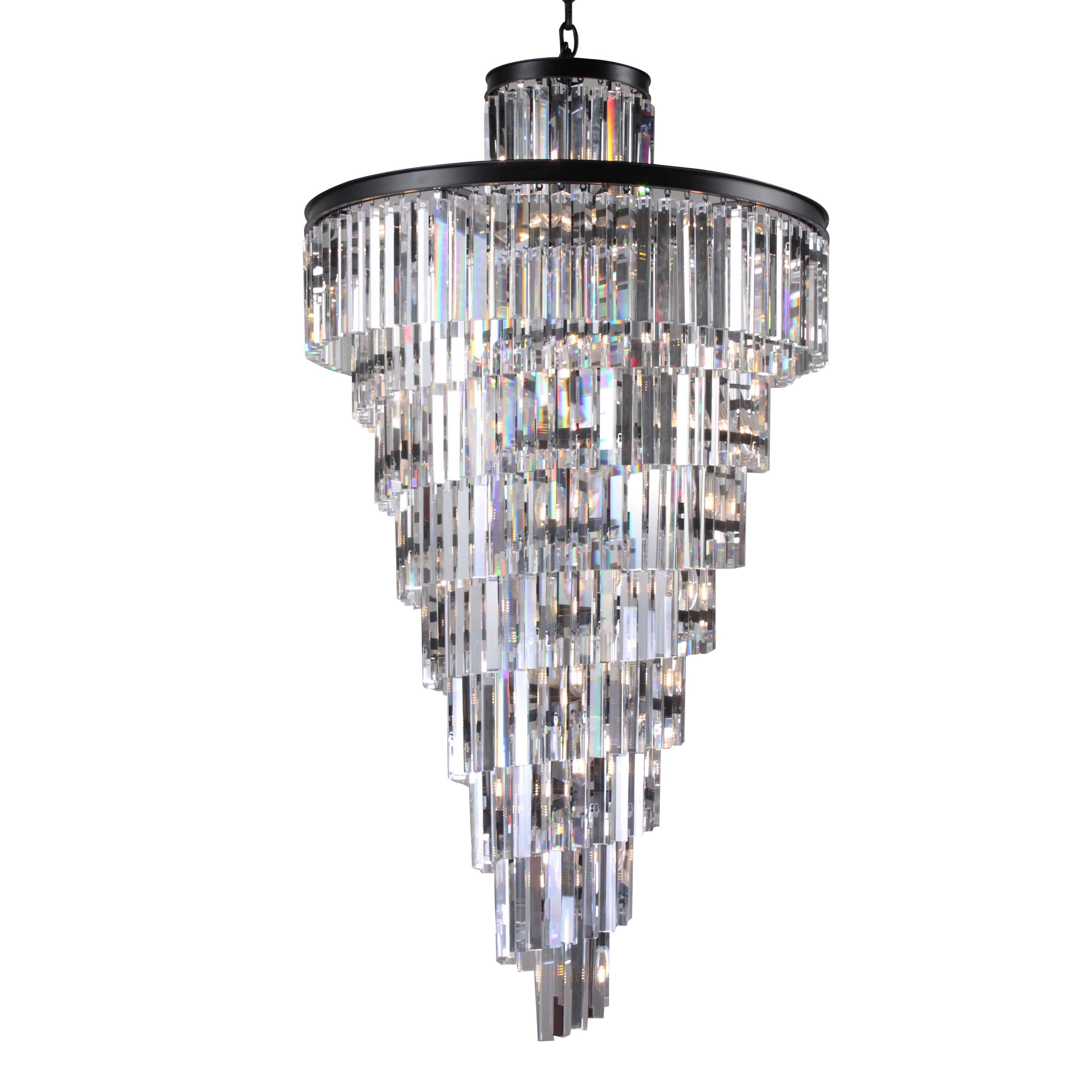 Apex Odeon Spiral Tiered/ Layered Crystal Fringe Chandelier 36" - Italian Concept - 