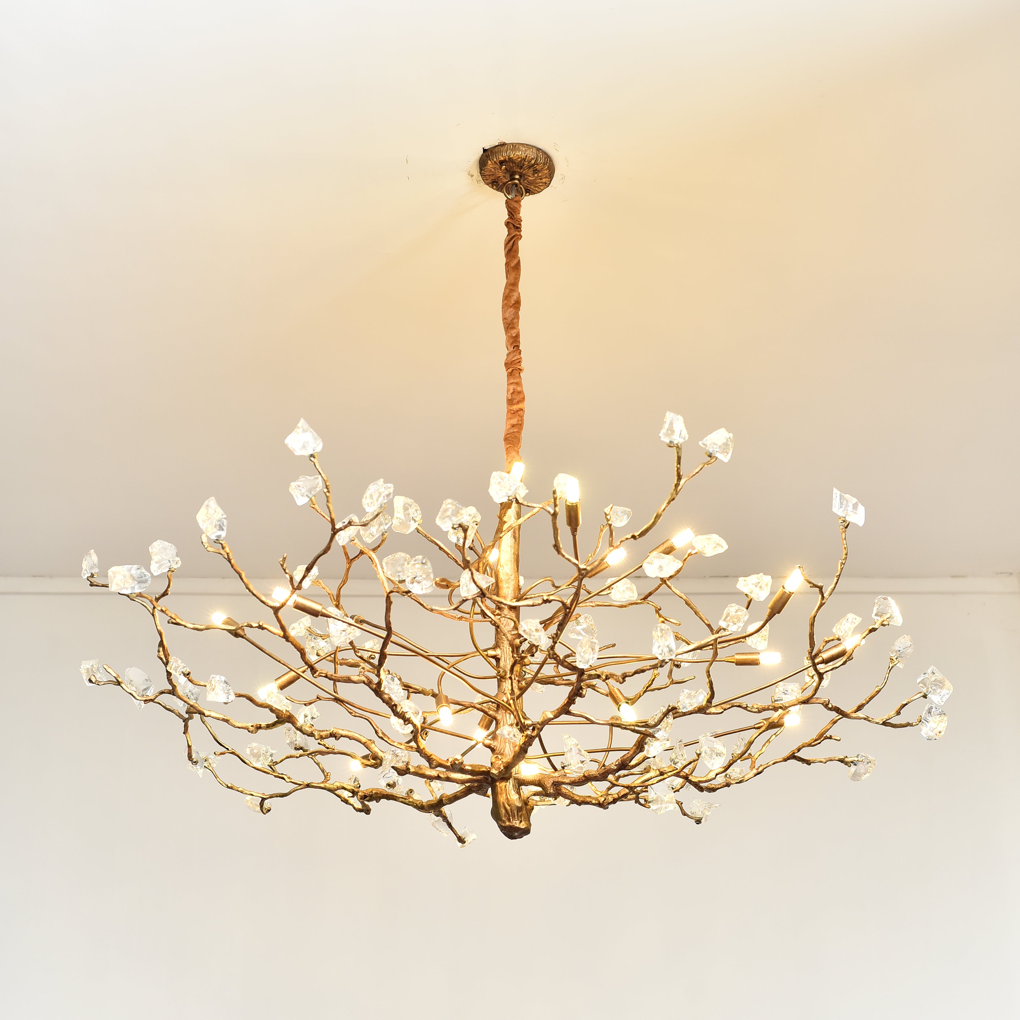 Livio Gemstone Branching Brass Round Chandelier - Italian Concept - 