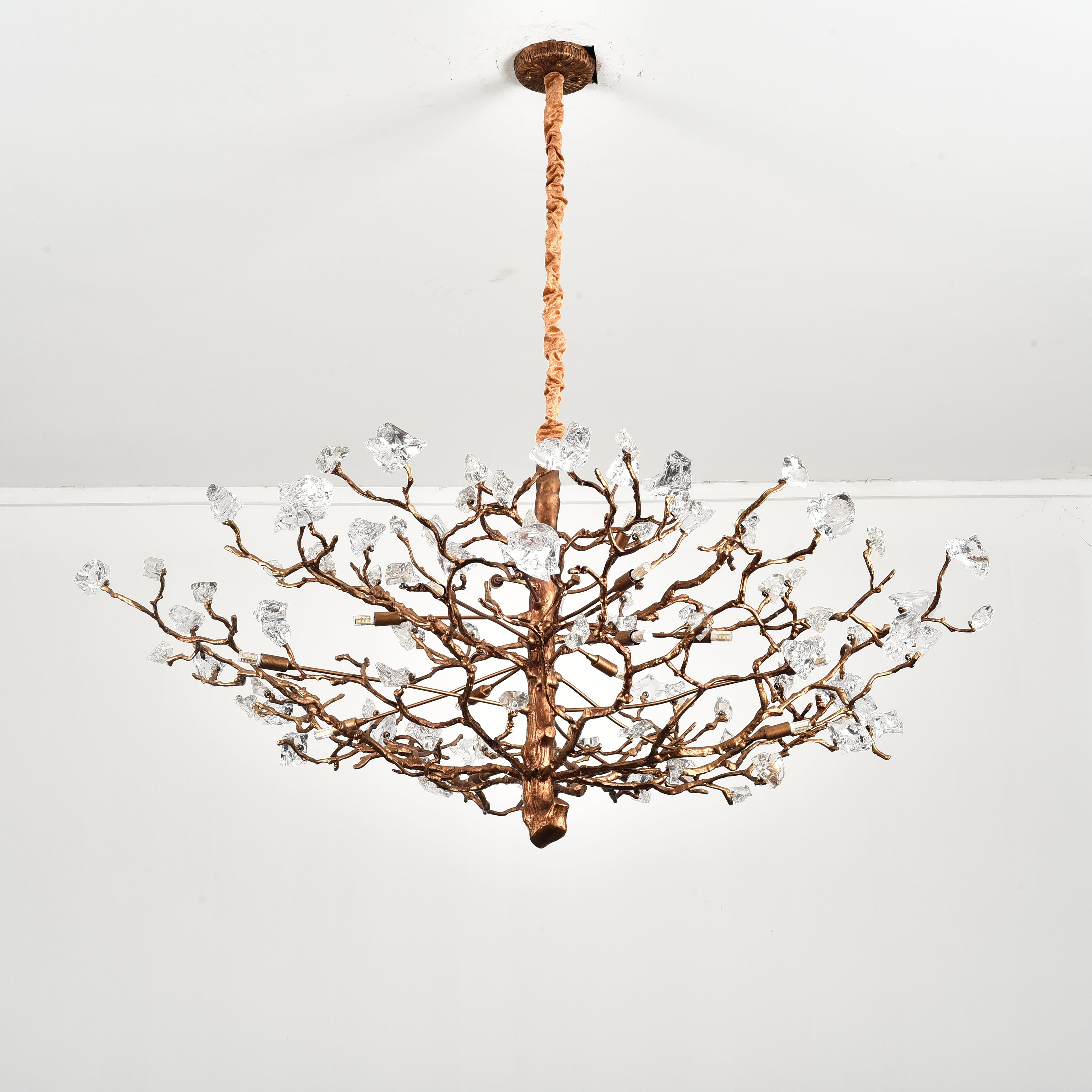 Livio Gemstone Branching Brass Round Chandelier - Italian Concept - 