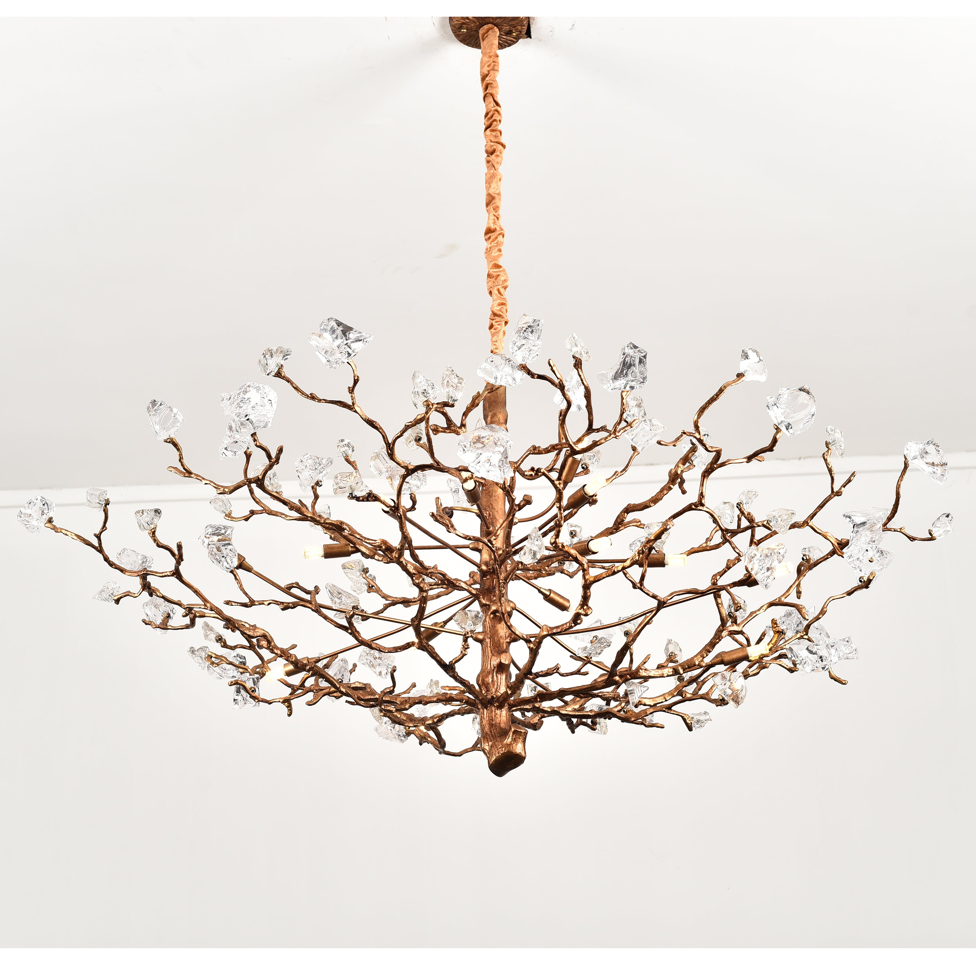 Livio Gemstone Branching Brass Round Chandelier - Italian Concept - 