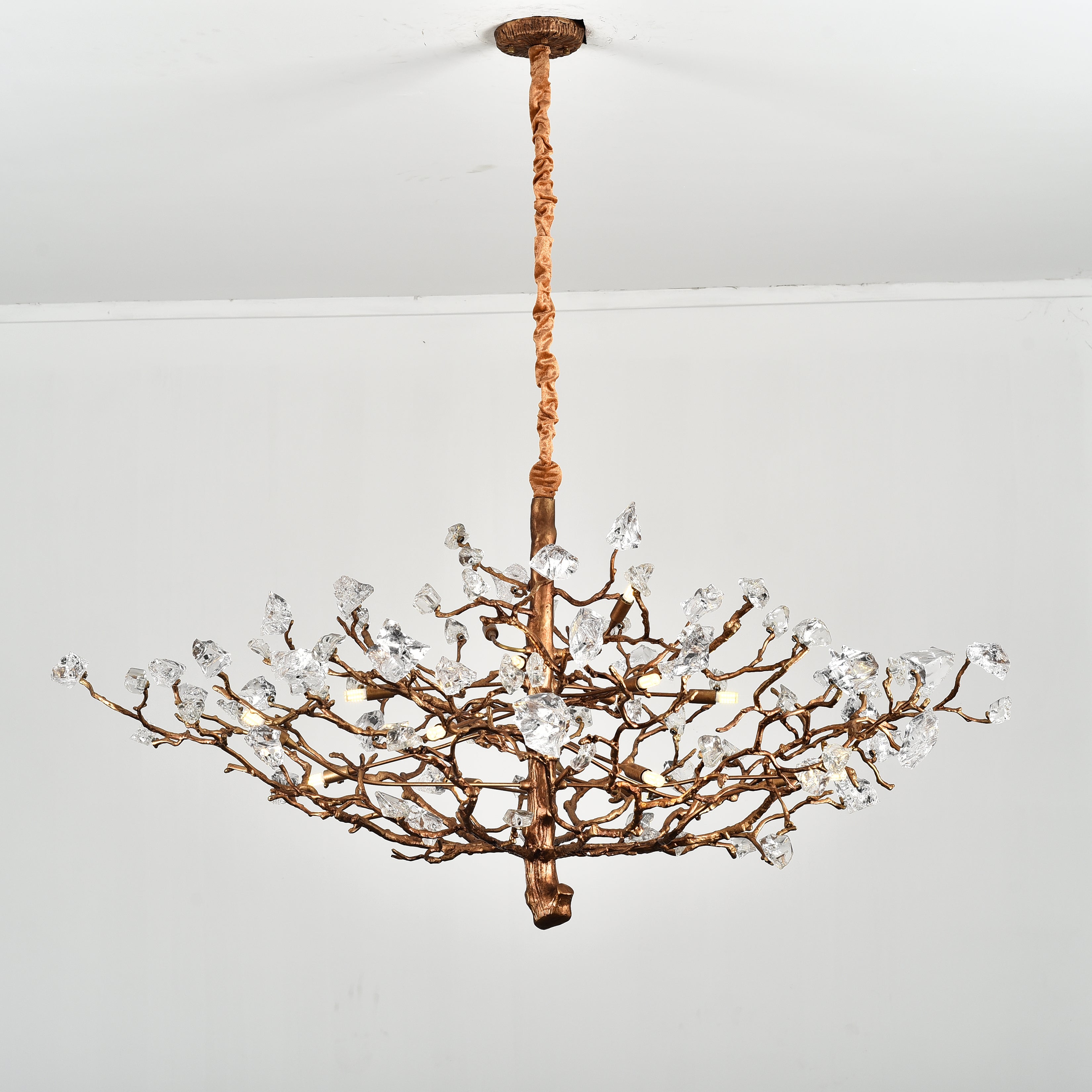 Livio Gemstone Branching Brass Round Chandelier - Italian Concept - 