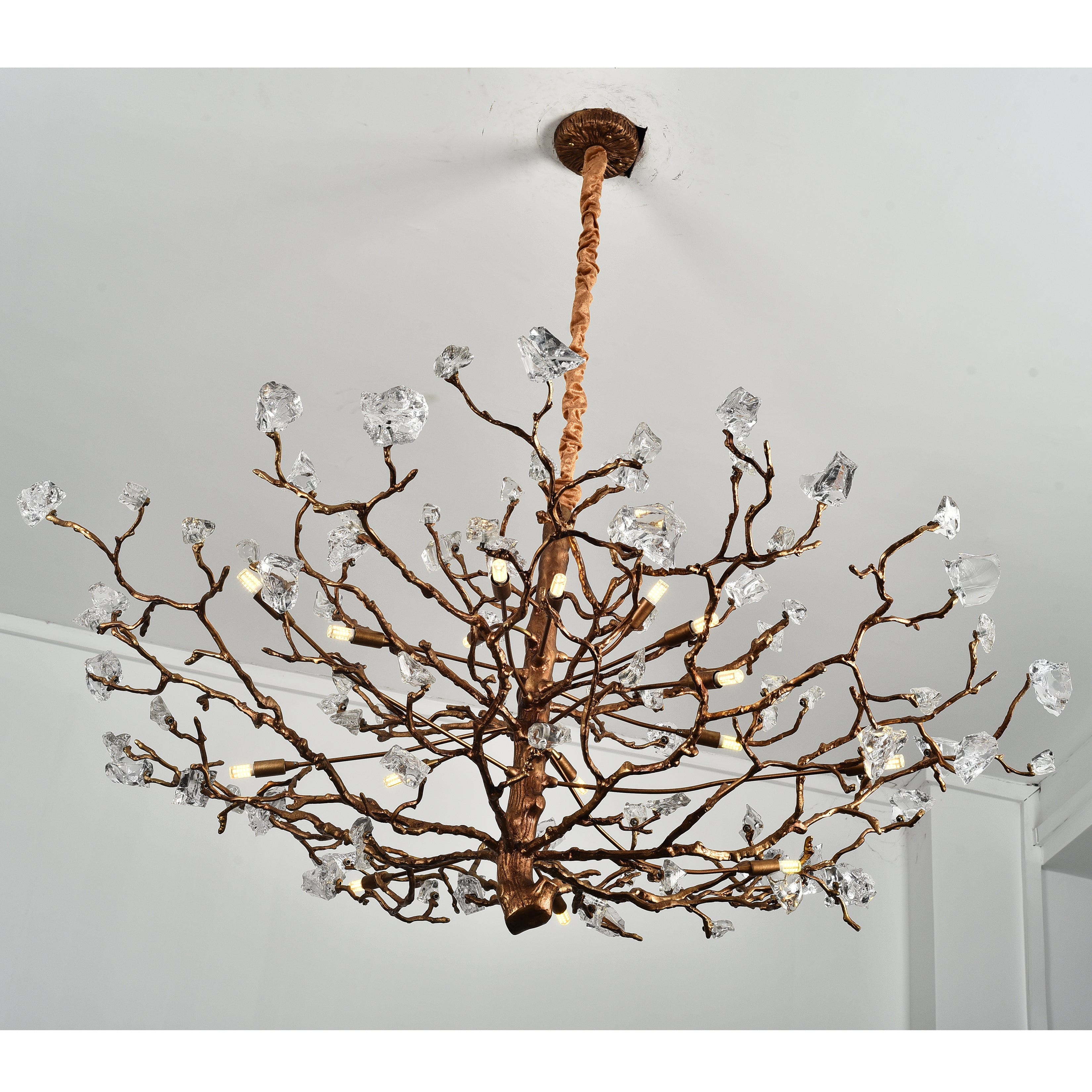 Livio Gemstone Branching Brass Round Chandelier - Italian Concept - 