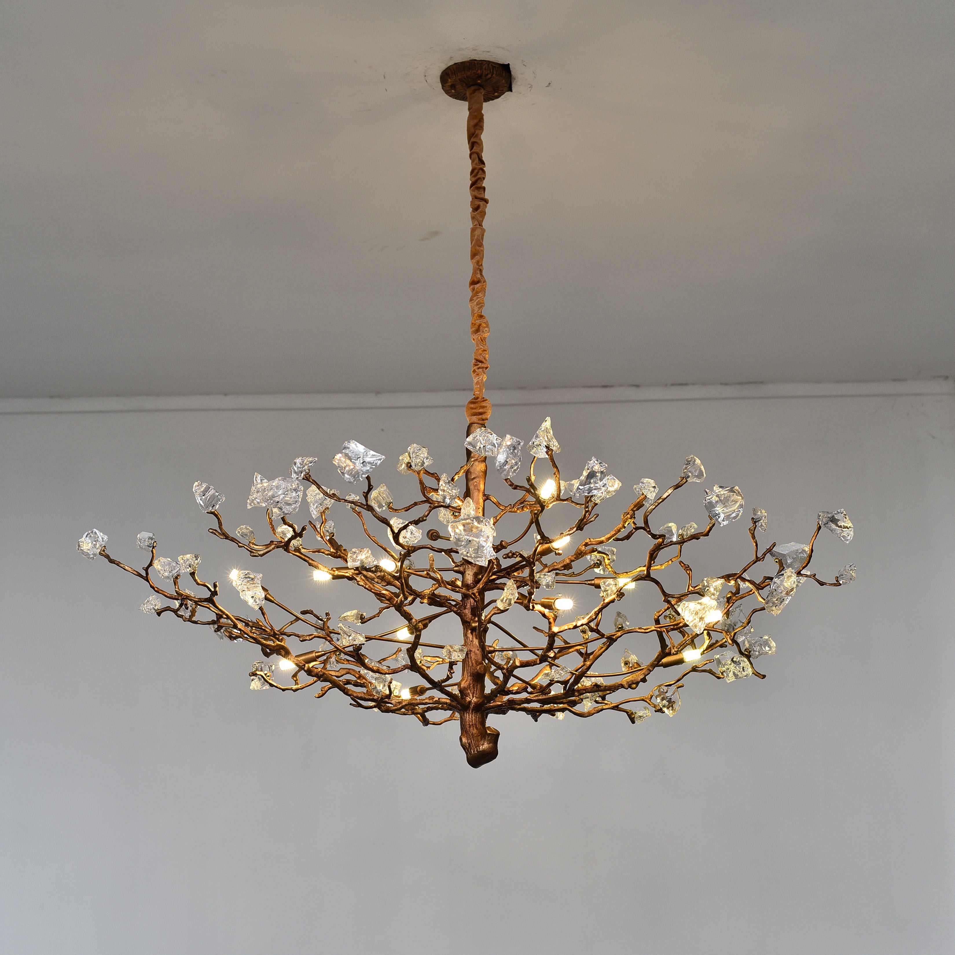 Livio Gemstone Branching Brass Round Chandelier - Italian Concept - 