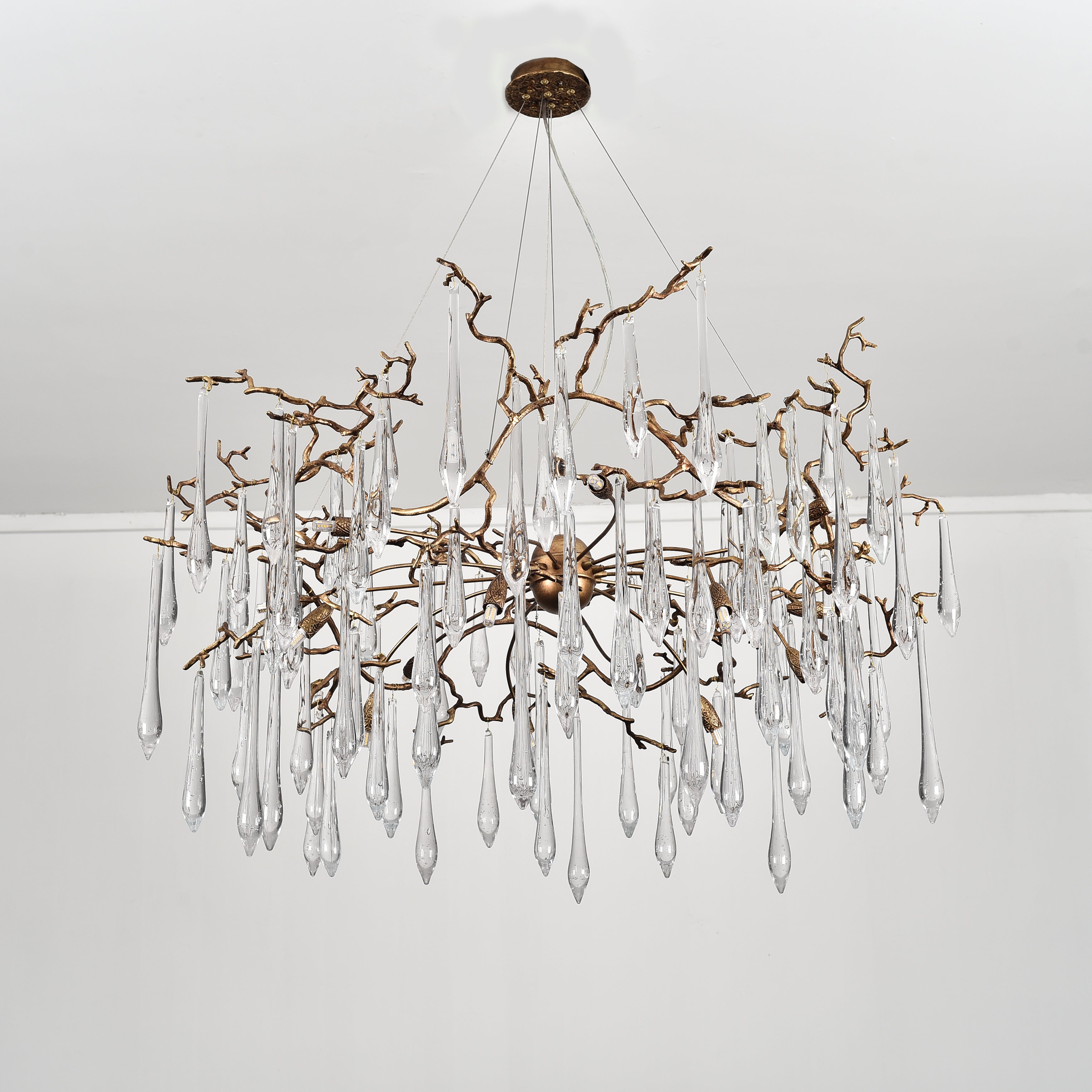 Lukas Extended Teardrop Branching Brass Round Chandelier - Italian Concept - 