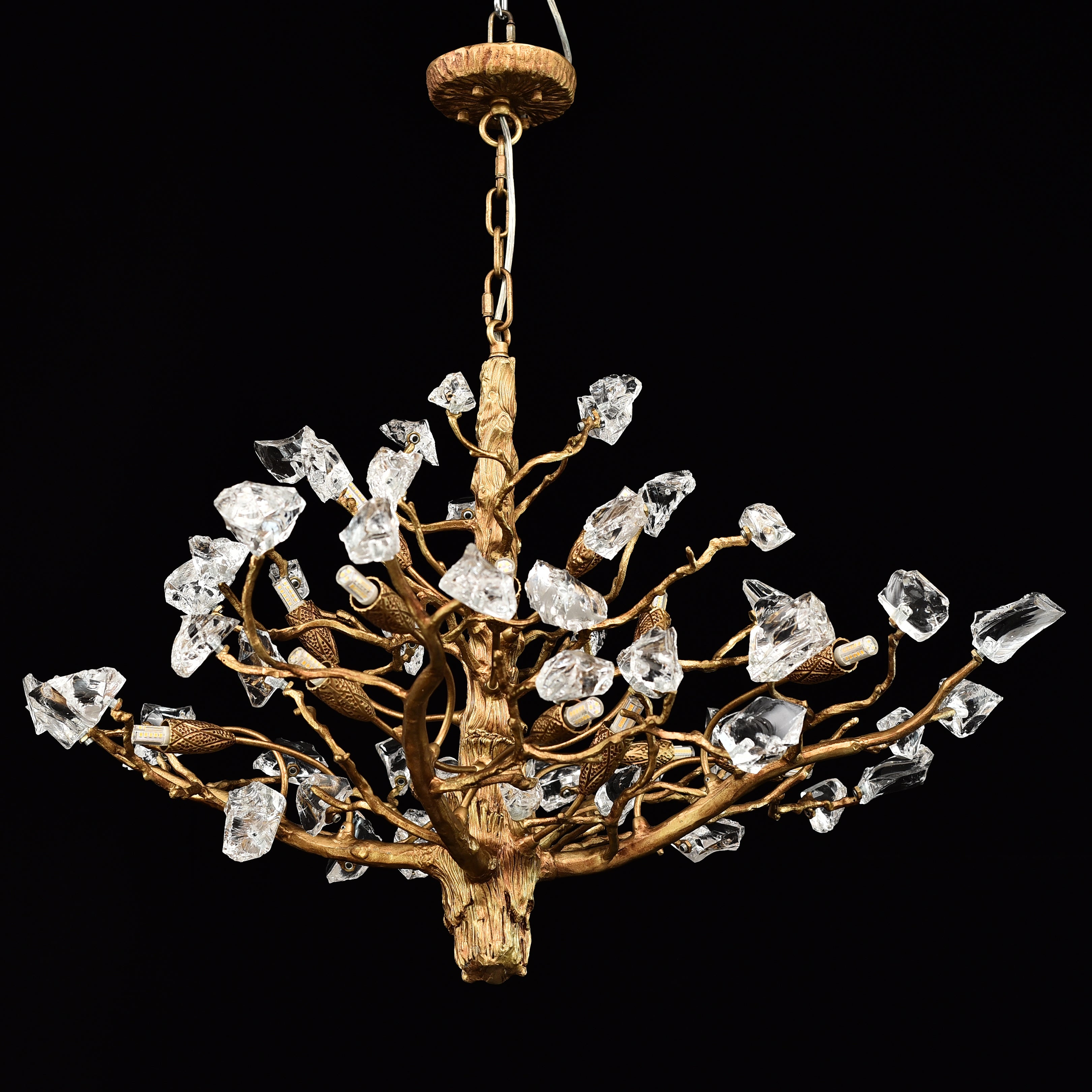 Livio Gemstone Branching Brass Round Chandelier - Italian Concept - 