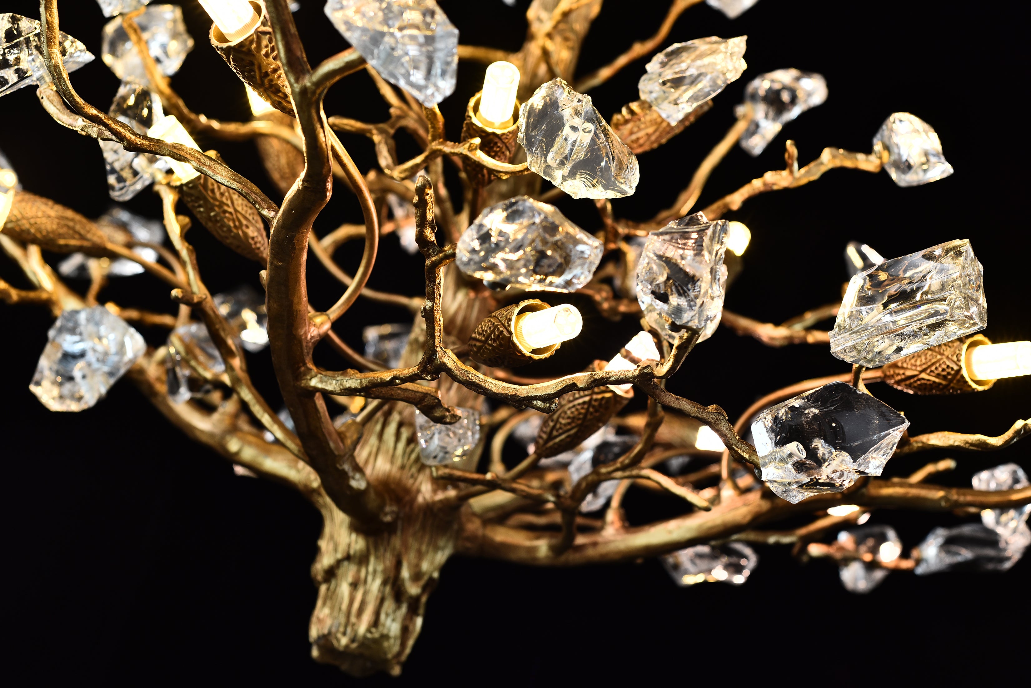 Livio Gemstone Branching Brass Round Chandelier - Italian Concept - 