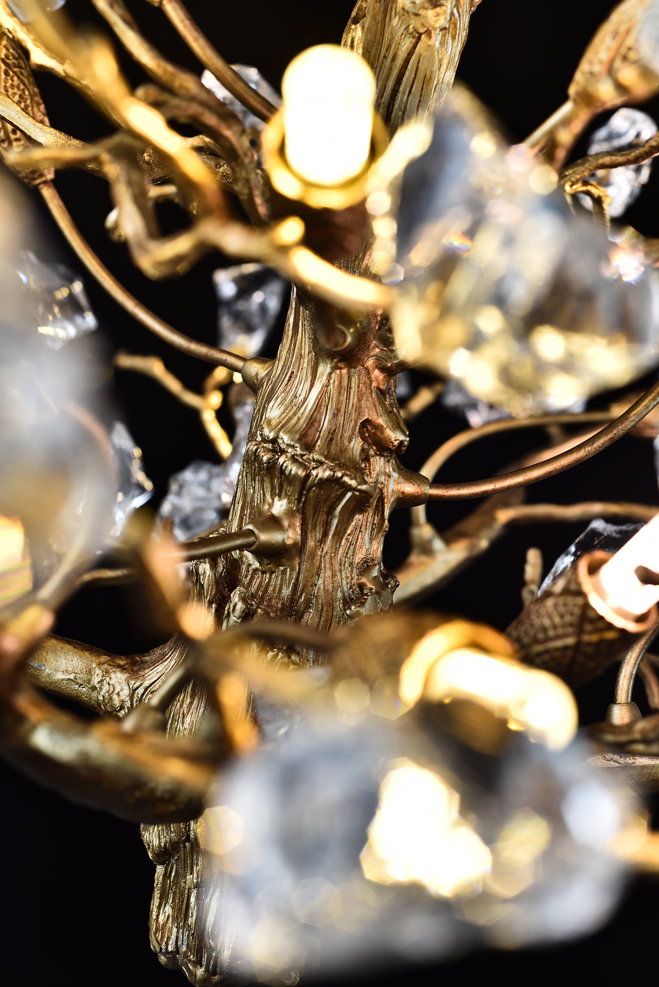 Livio Gemstone Branching Brass Round Chandelier - Italian Concept - 