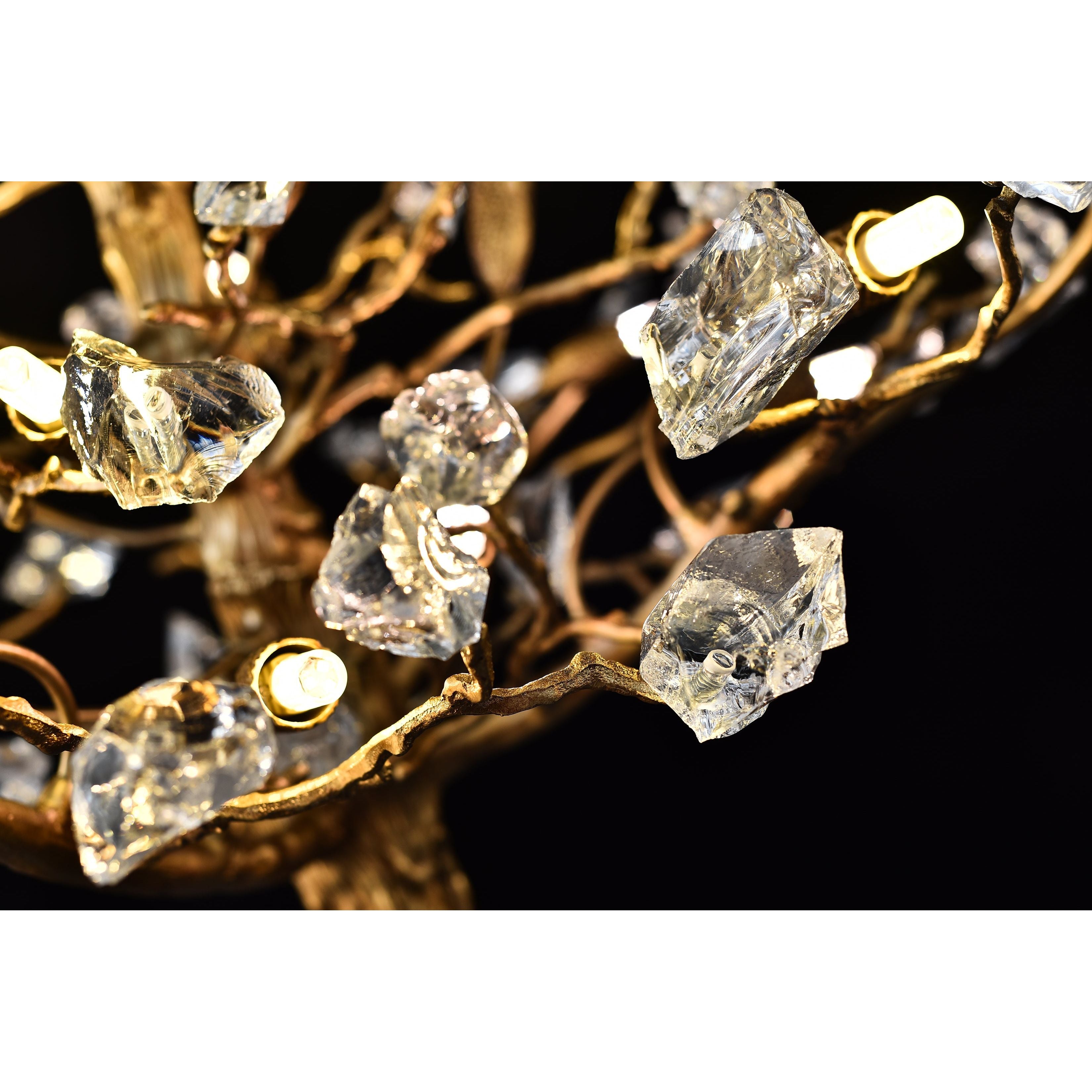 Livio Gemstone Branching Brass Round Chandelier - Italian Concept - 