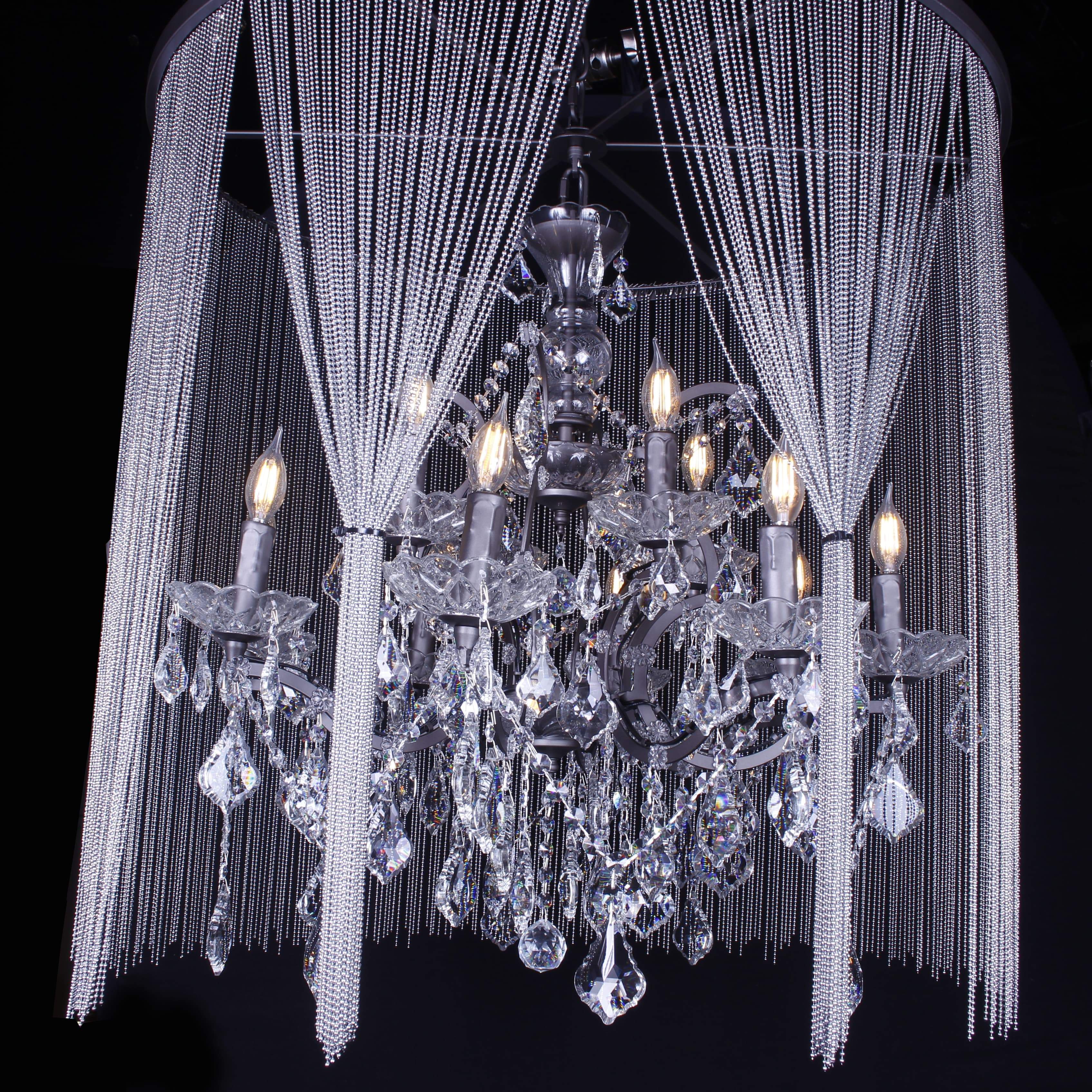 Chain Curtain Crystal 12-Light 32" Crystal Chandelier - Italian Concept - 