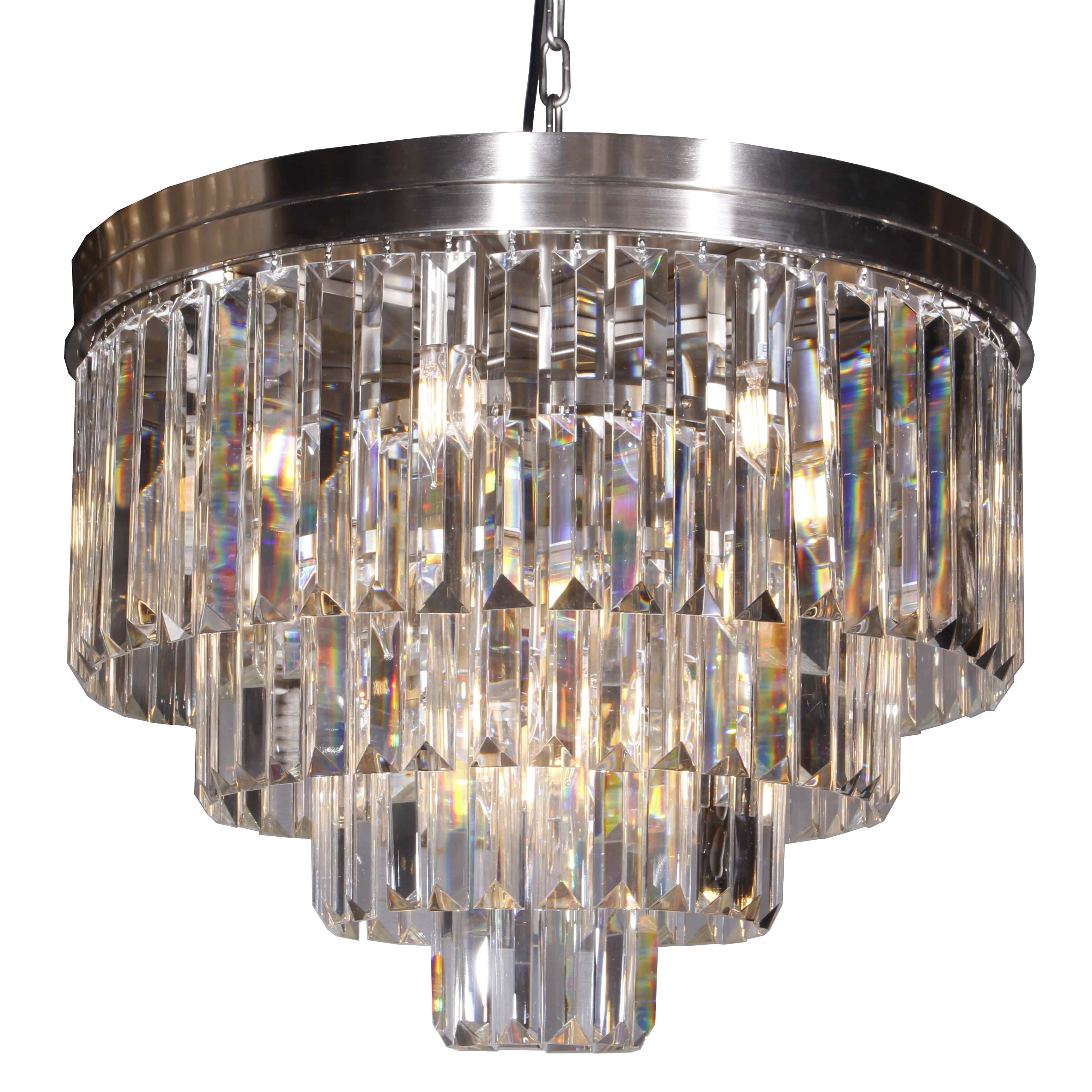 Dual Option Flush-mount / Hanging 4-Tier Apex Odeon Crystal Fringe Chandelier - Italian Concept