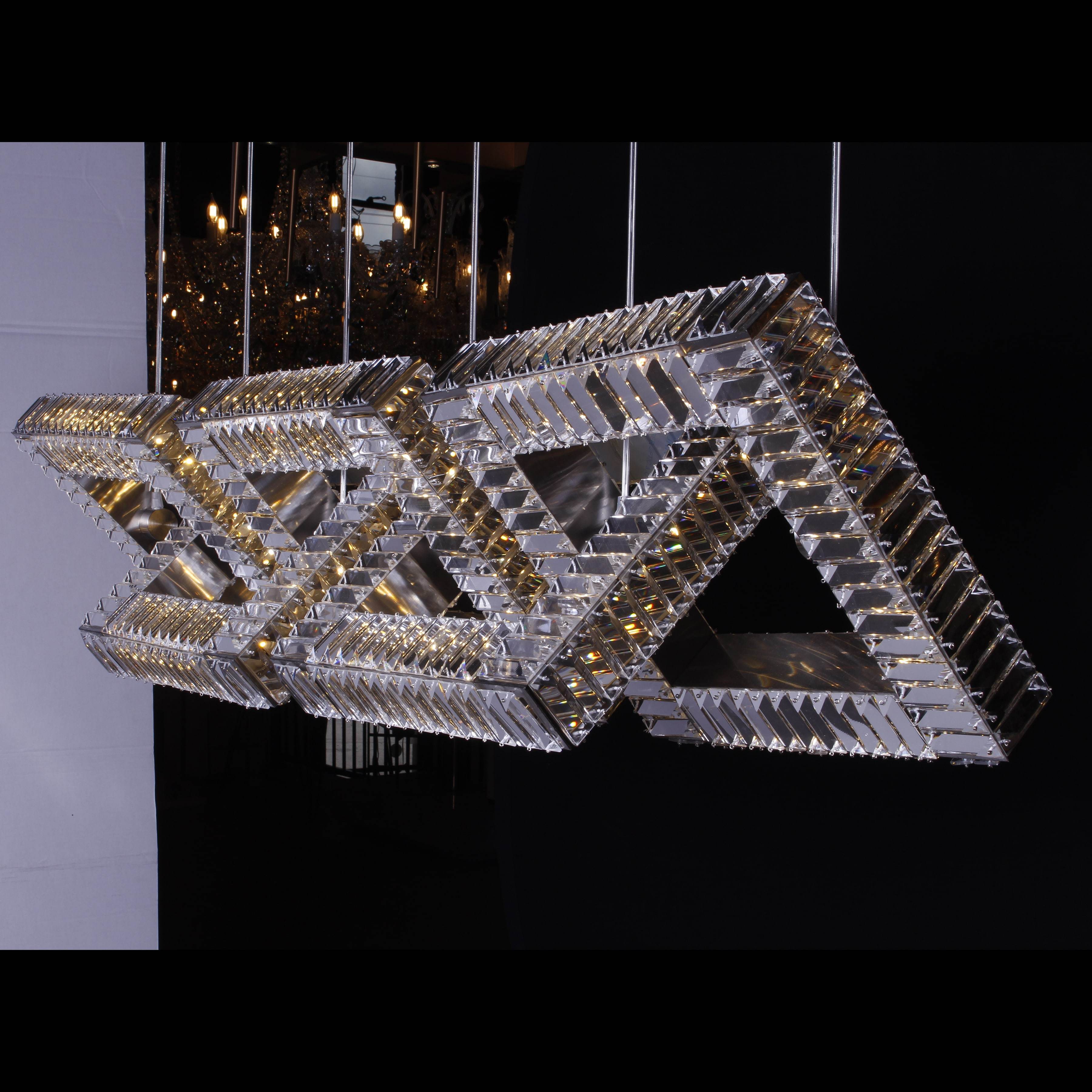 5-Ring Rectangular Linear Crystal Chandelier - Italian Concept - 