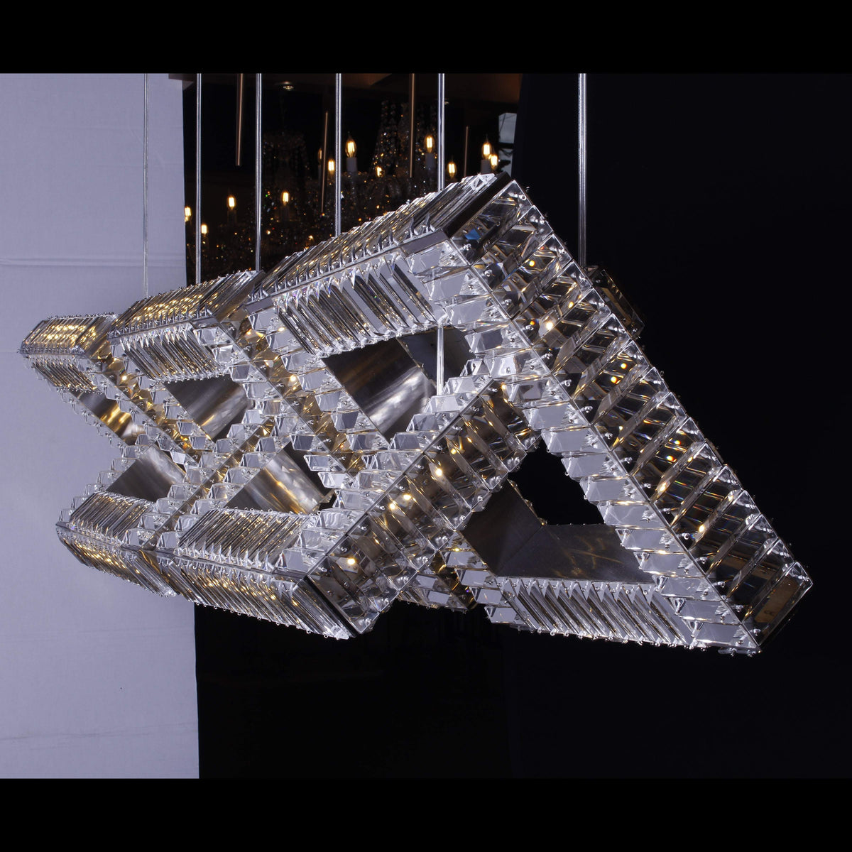 5-Ring Rectangular Linear Crystal Chandelier