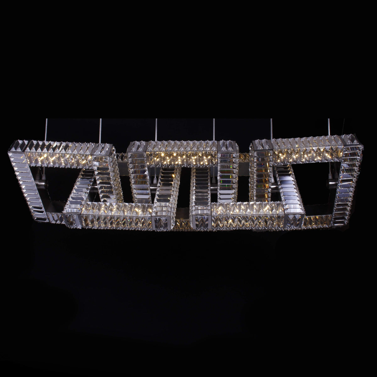 5-Ring Rectangular Linear Crystal Chandelier