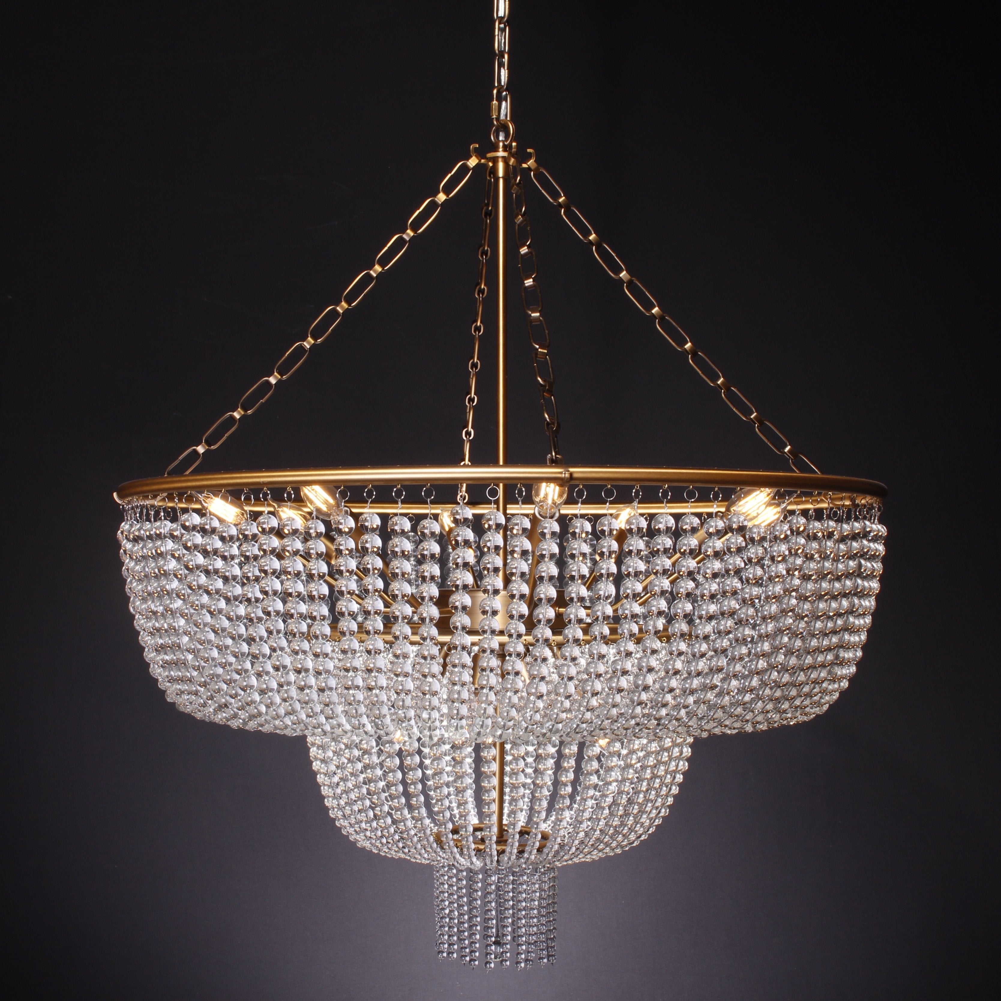 Abella 3 Tier Beaded Crystal Chandelier