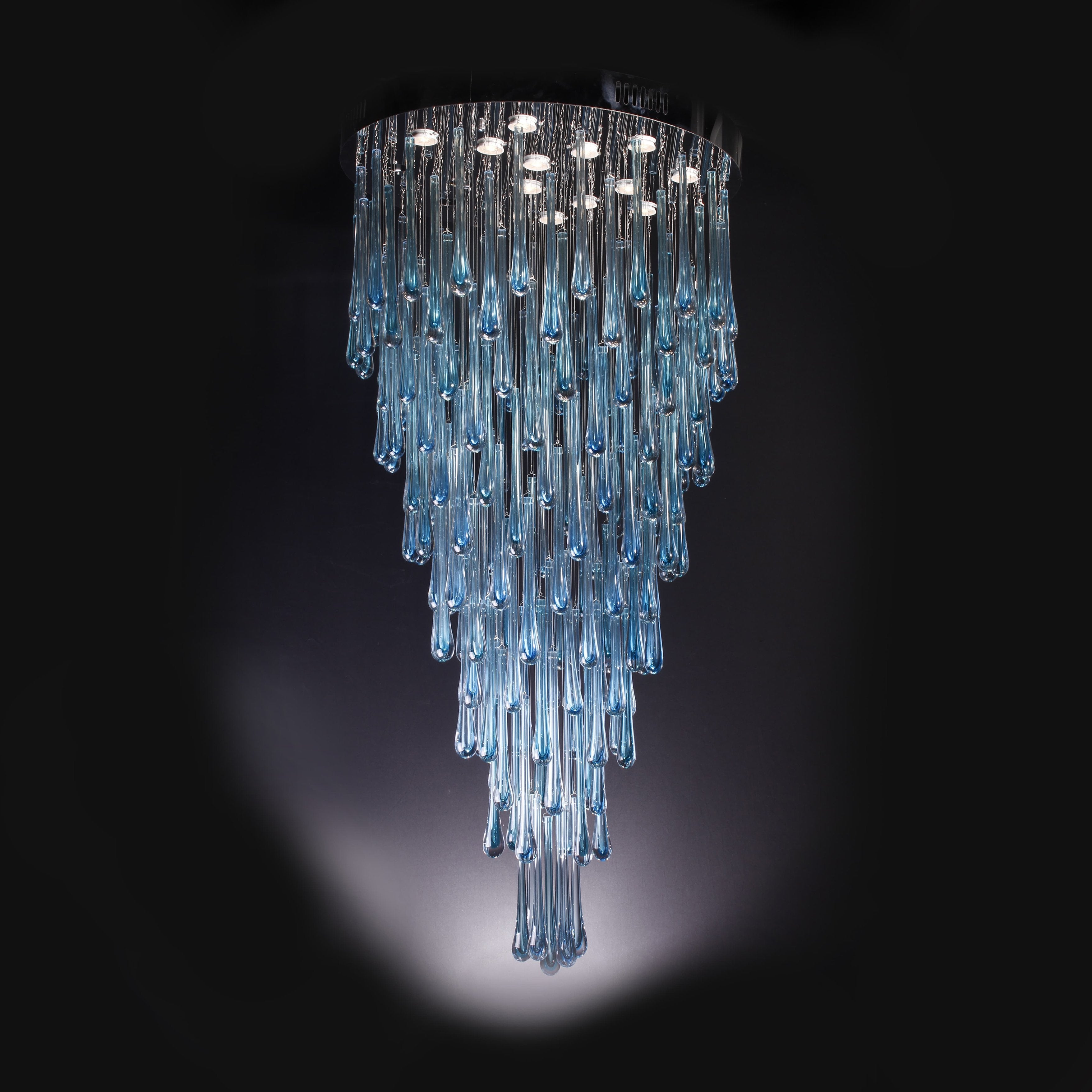 Blue Rainfall Murano Glass Chandelier