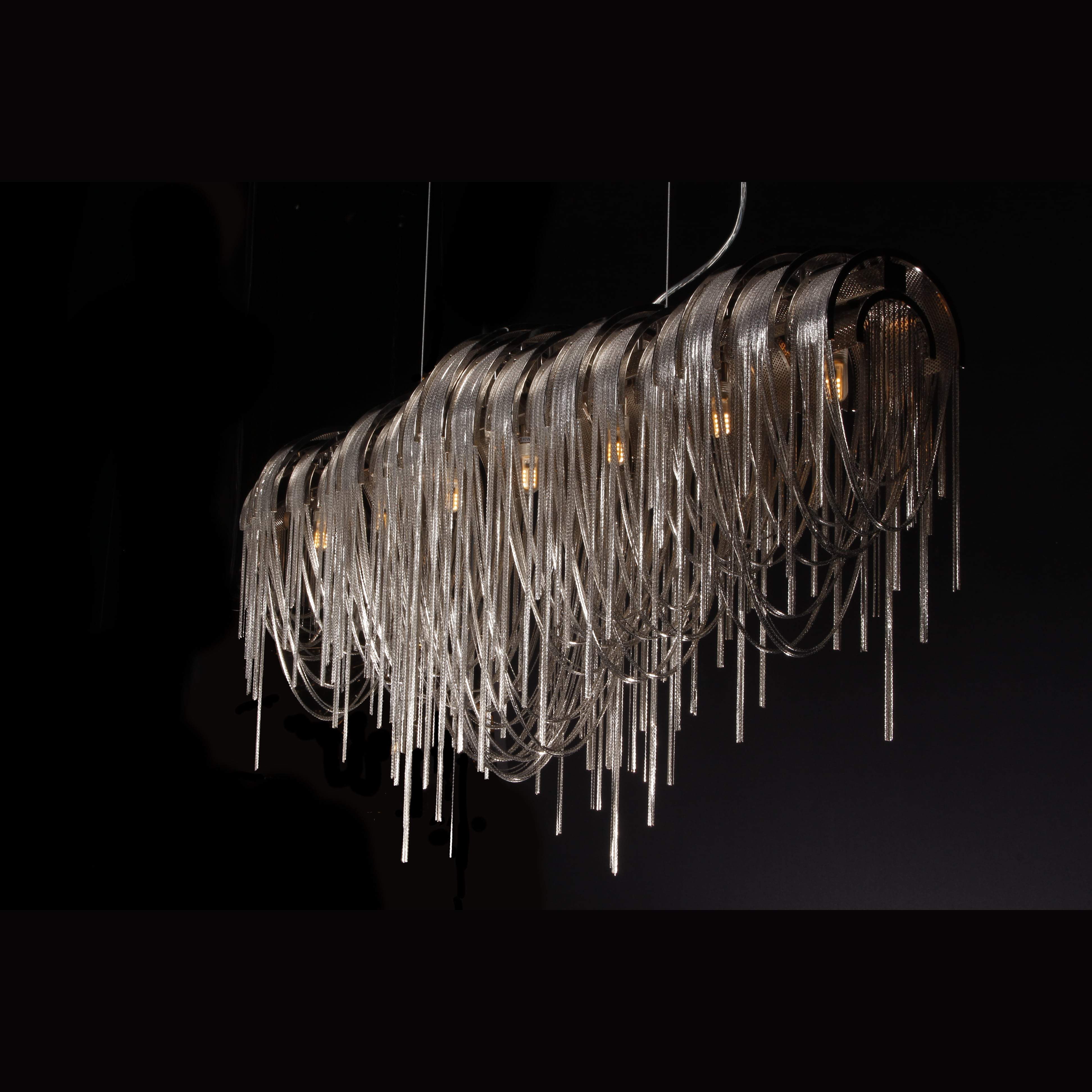 Metal Chain Link Allora Linear Chandelier - Italian Concept