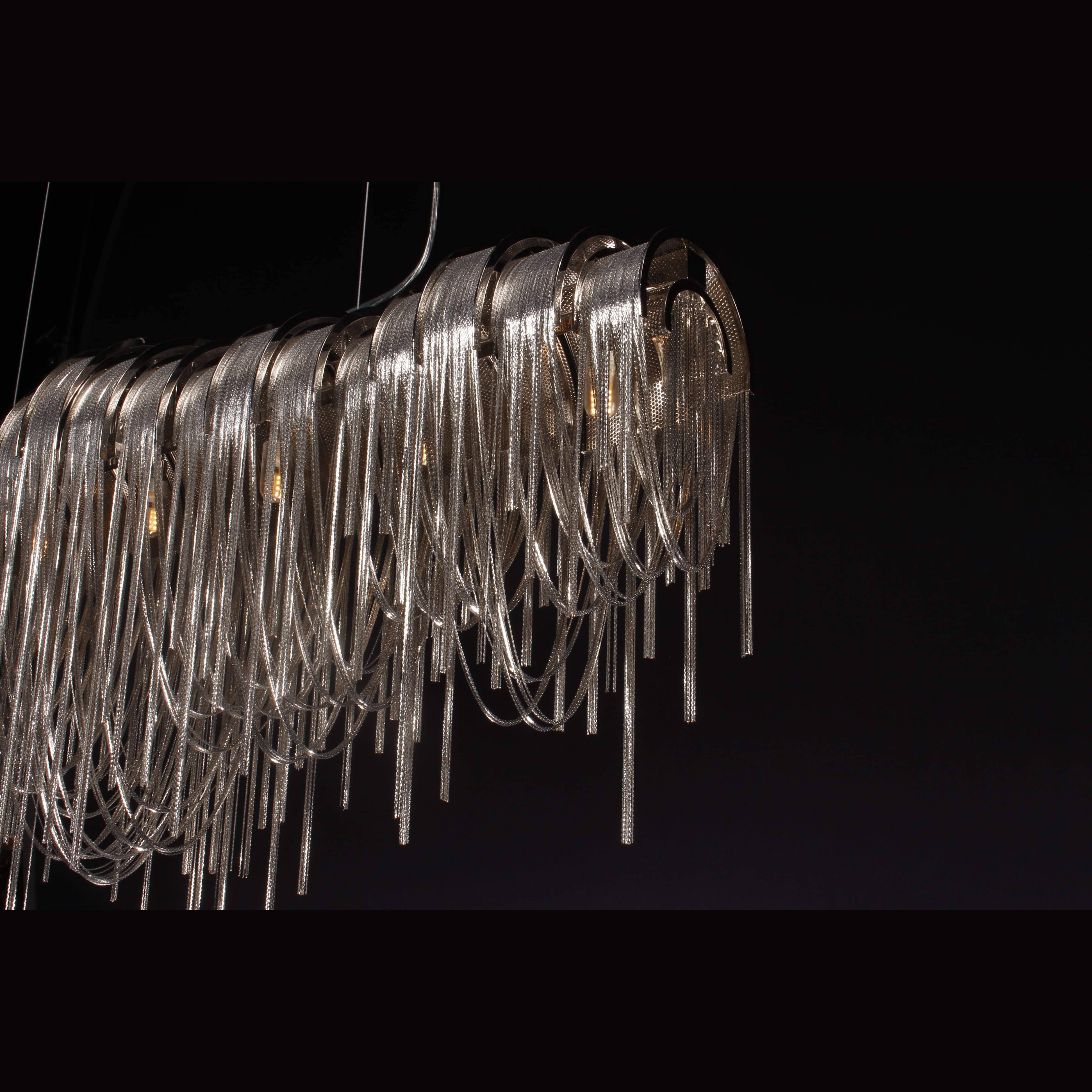 Metal Chain Link Allora Linear Chandelier - Italian Concept