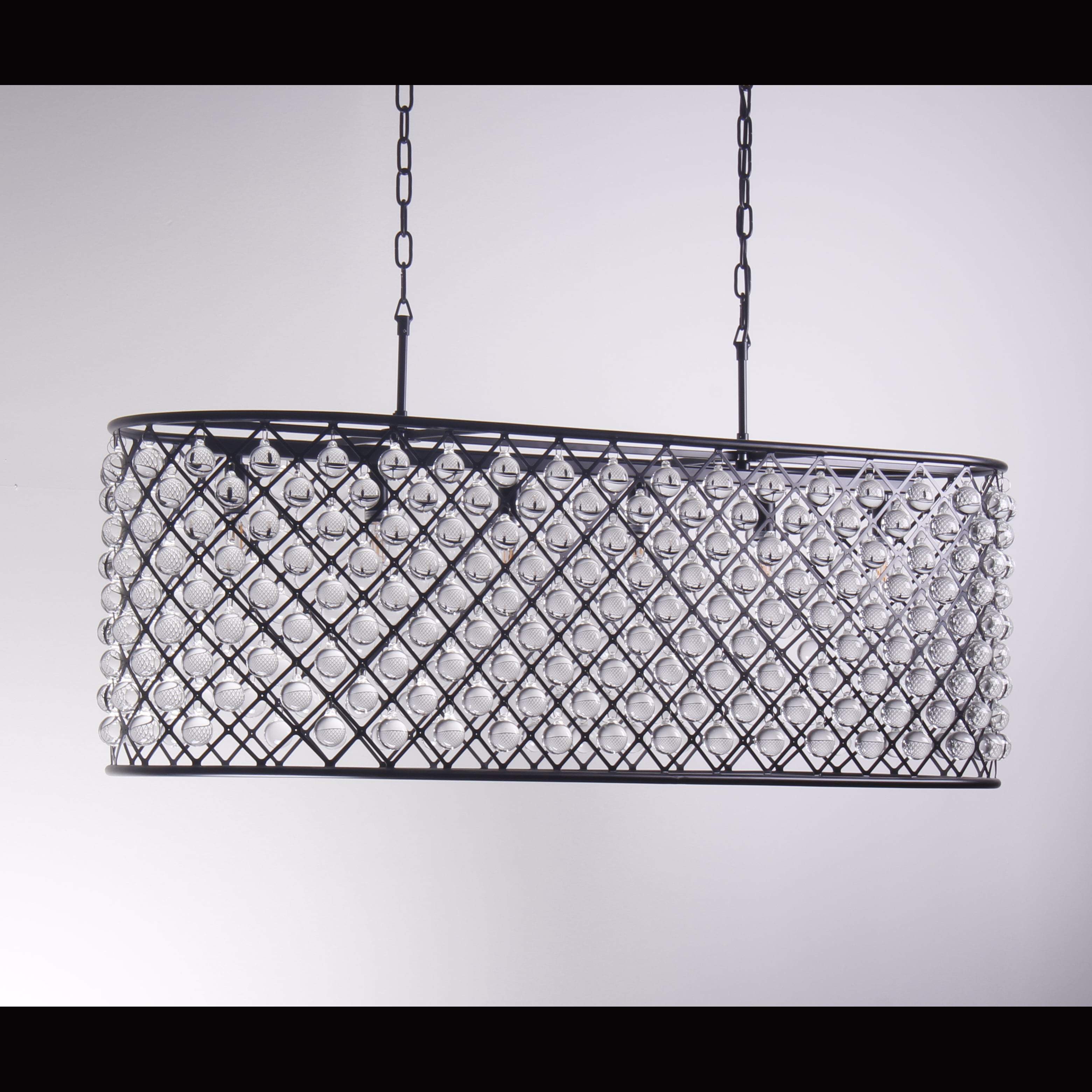 Teardrop Grid Rectangular 10-Light Crystal Chandelier - Italian Concept