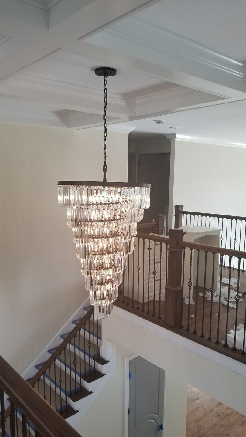 Veccini Spiral Tiered/ Layered Crystal Fringe Chandelier 36" - Italian Concept