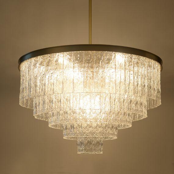 Oliver Round Tiered Glass Tile Chandelier Collection - Italian Concept - 