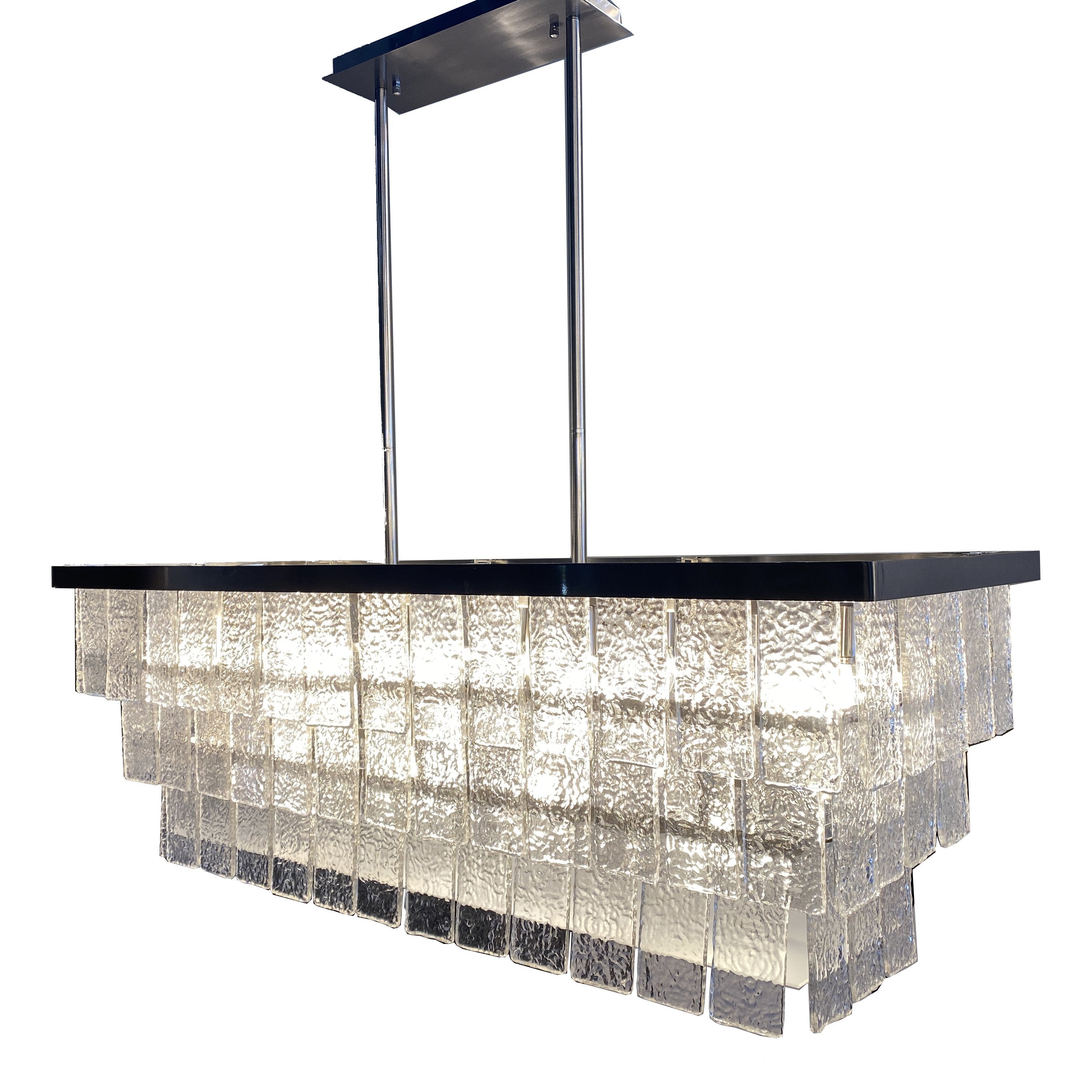 Padua Rectangular Tiered Glass Tile Chandelier Collection - Italian Concept - 