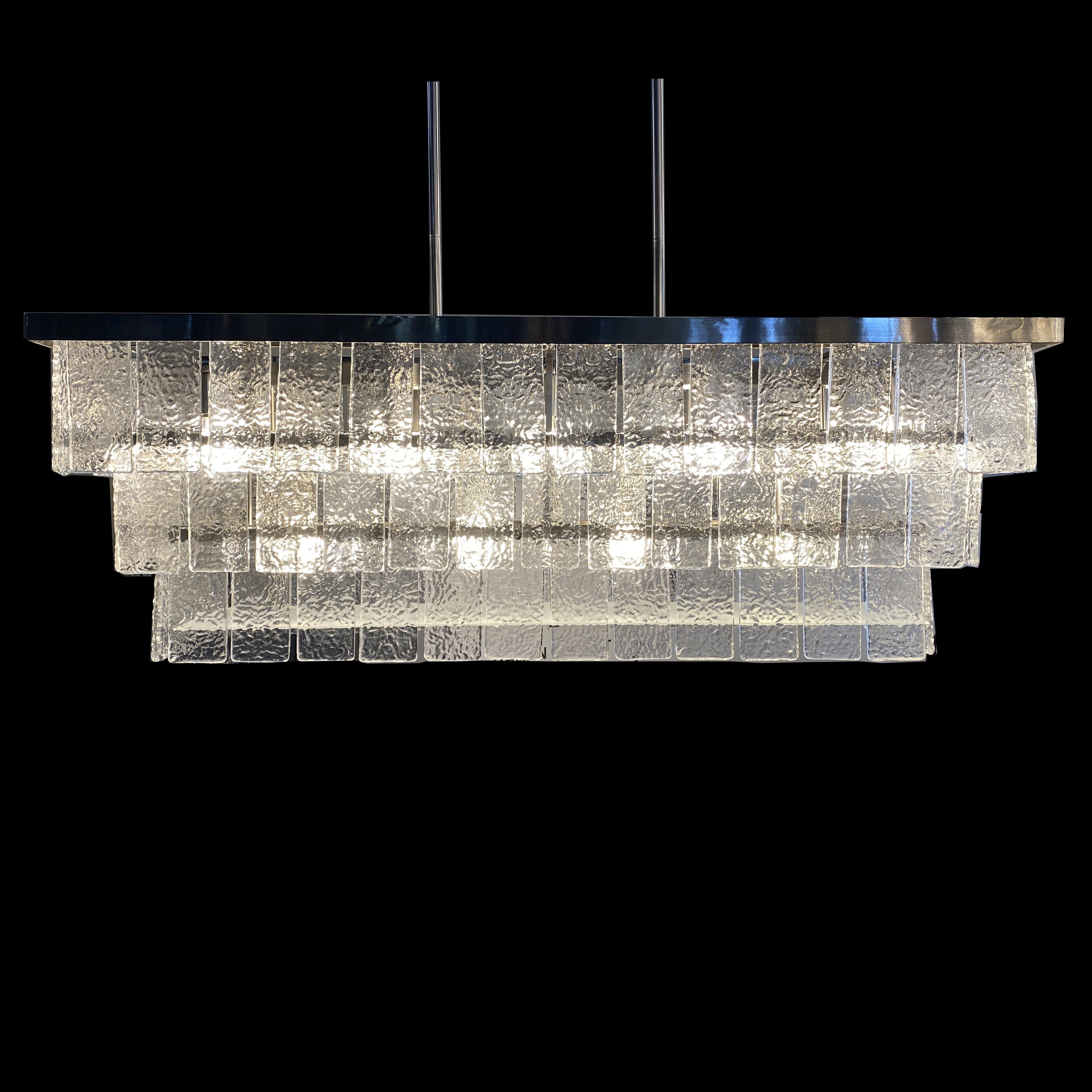 Padua Rectangular Tiered Glass Tile Chandelier Collection - Italian Concept - 
