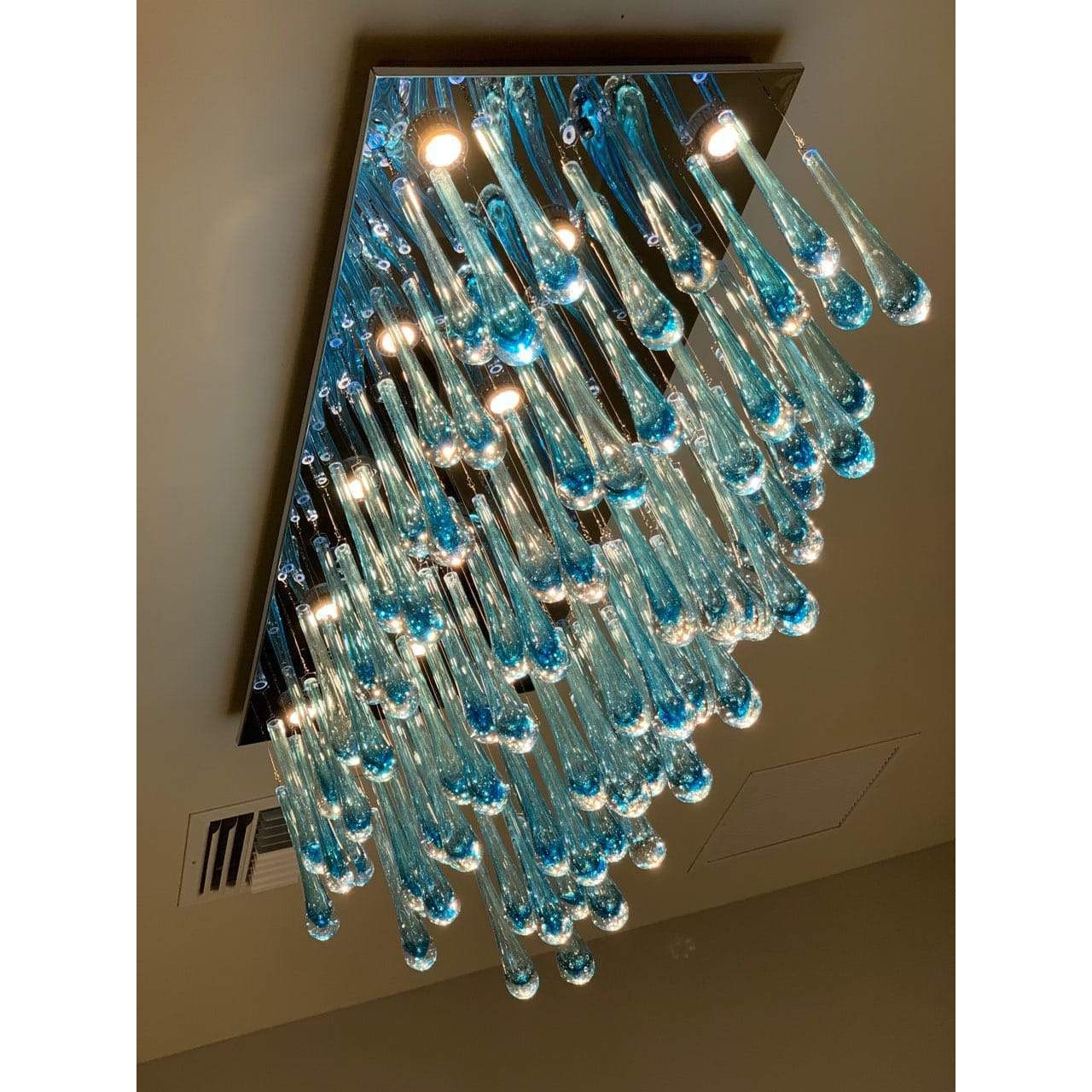 Blue Rainfall Murano Glass Chandelier - Italian Concept - Size