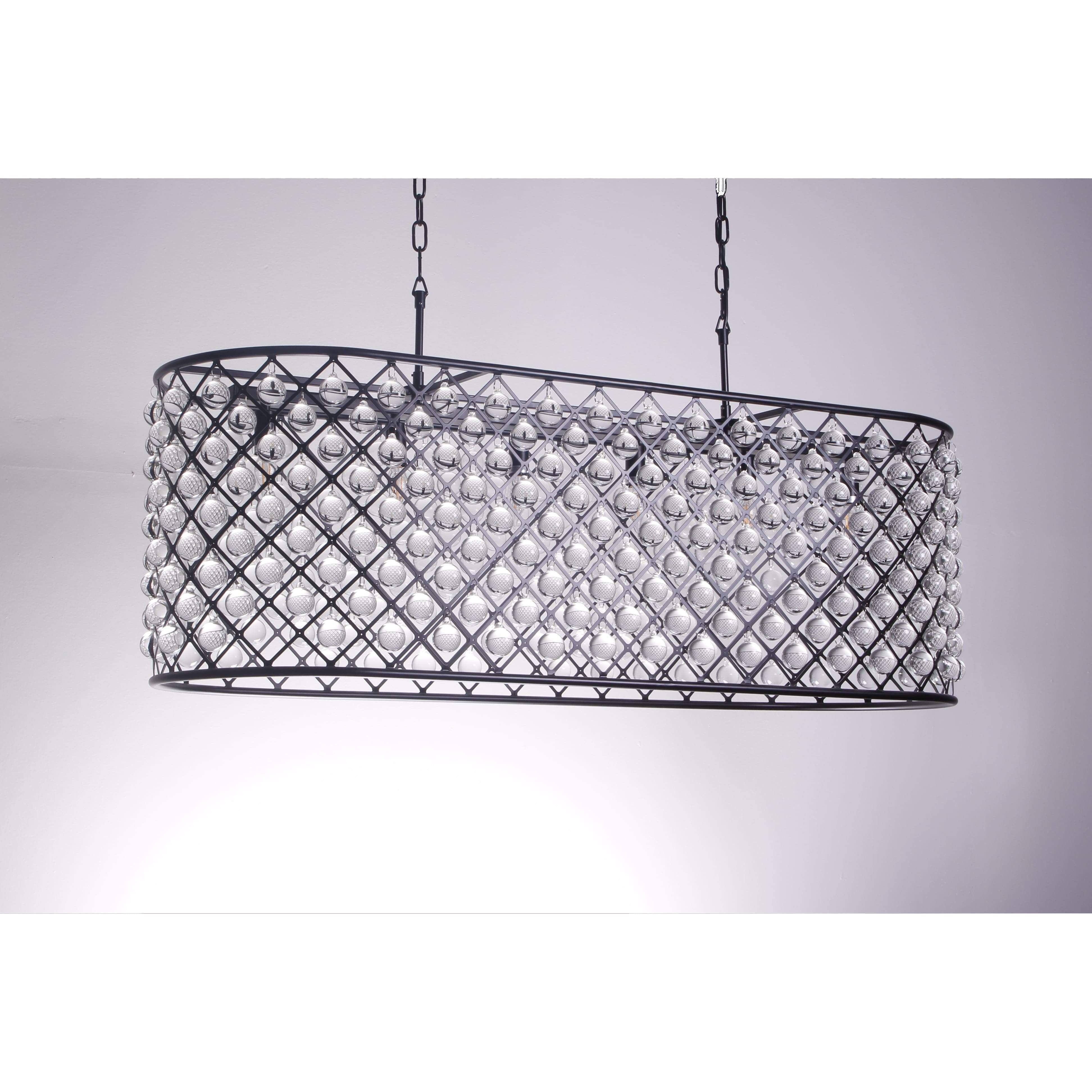 Teardrop Grid Rectangular 10-Light Crystal Chandelier - Italian Concept