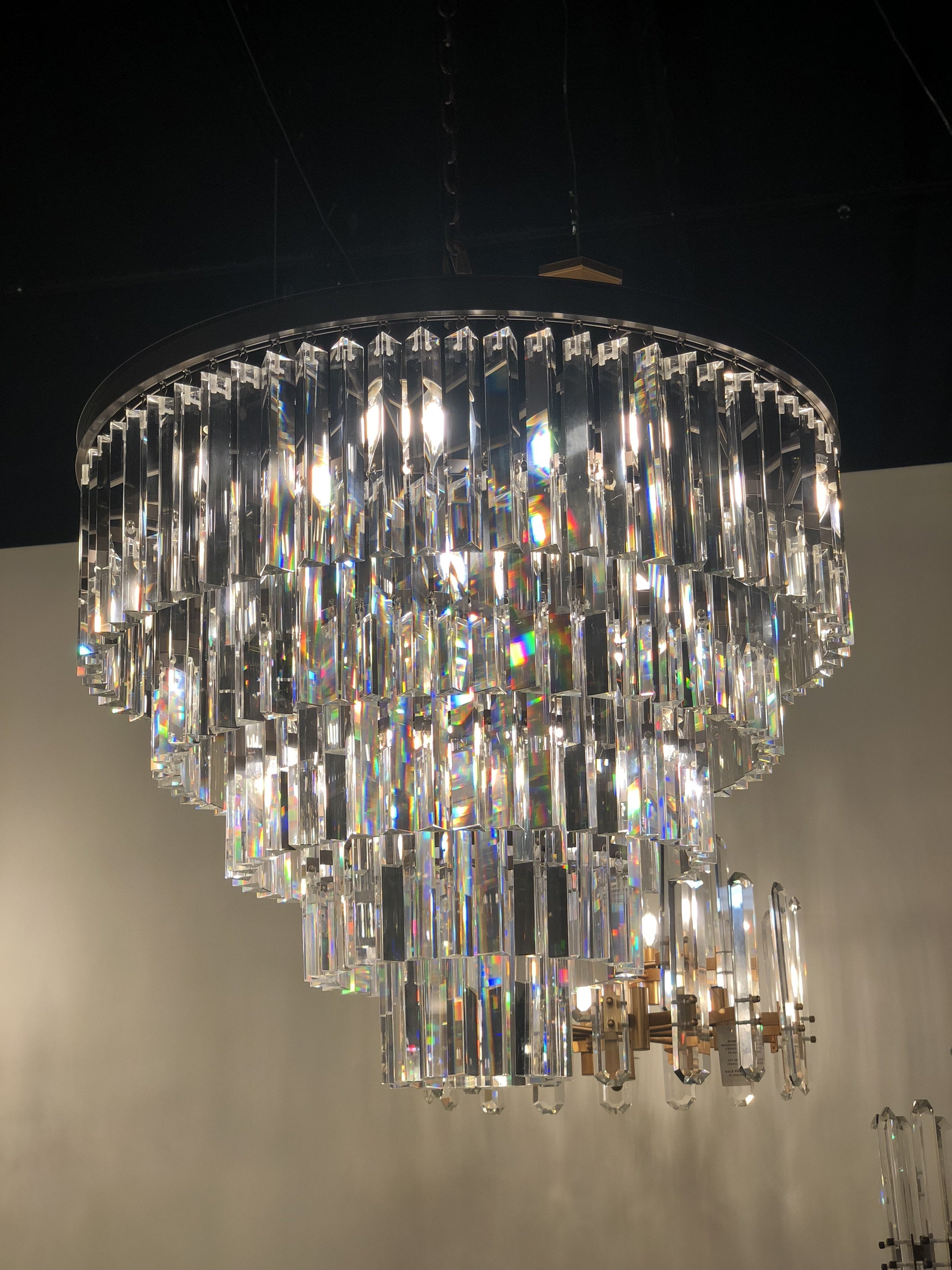 Flushmount Apex Odeon Tiered Round Crystal Fringe Chandelier Collection - Italian Concept - 