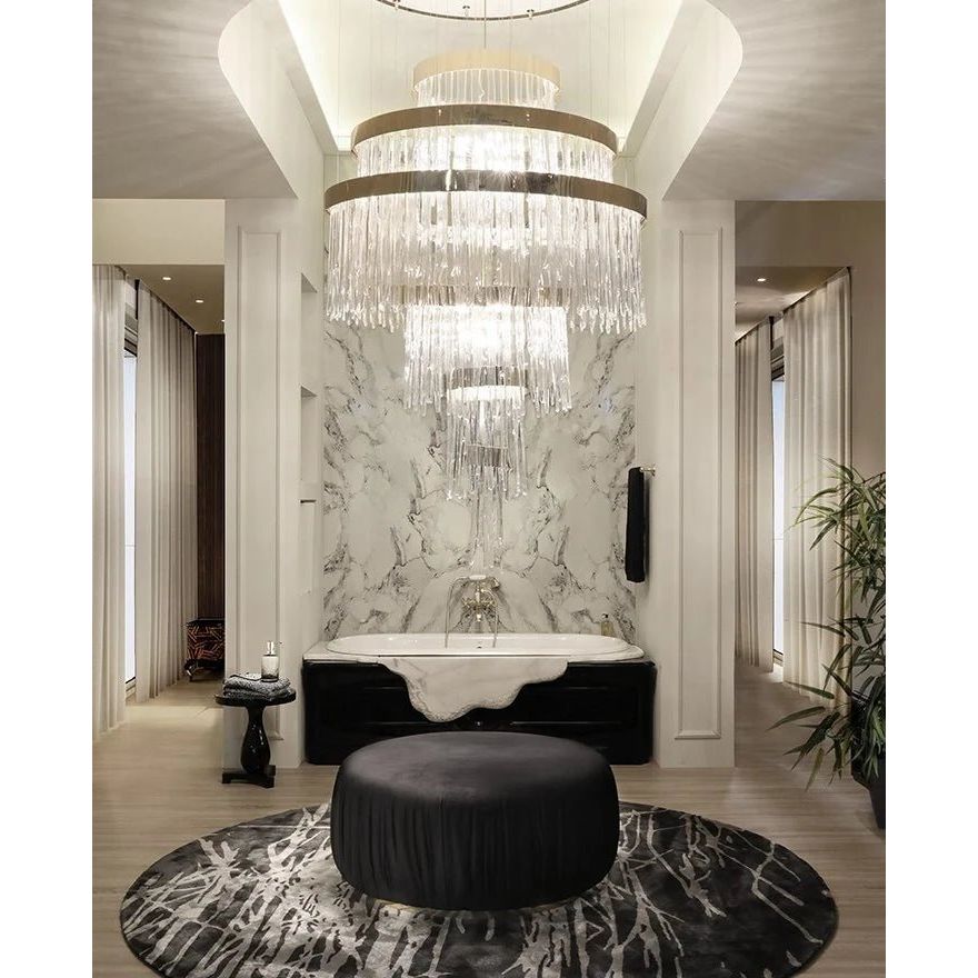 Laval Round Waterfall Tubular Foyer Chandelier - Italian Concept