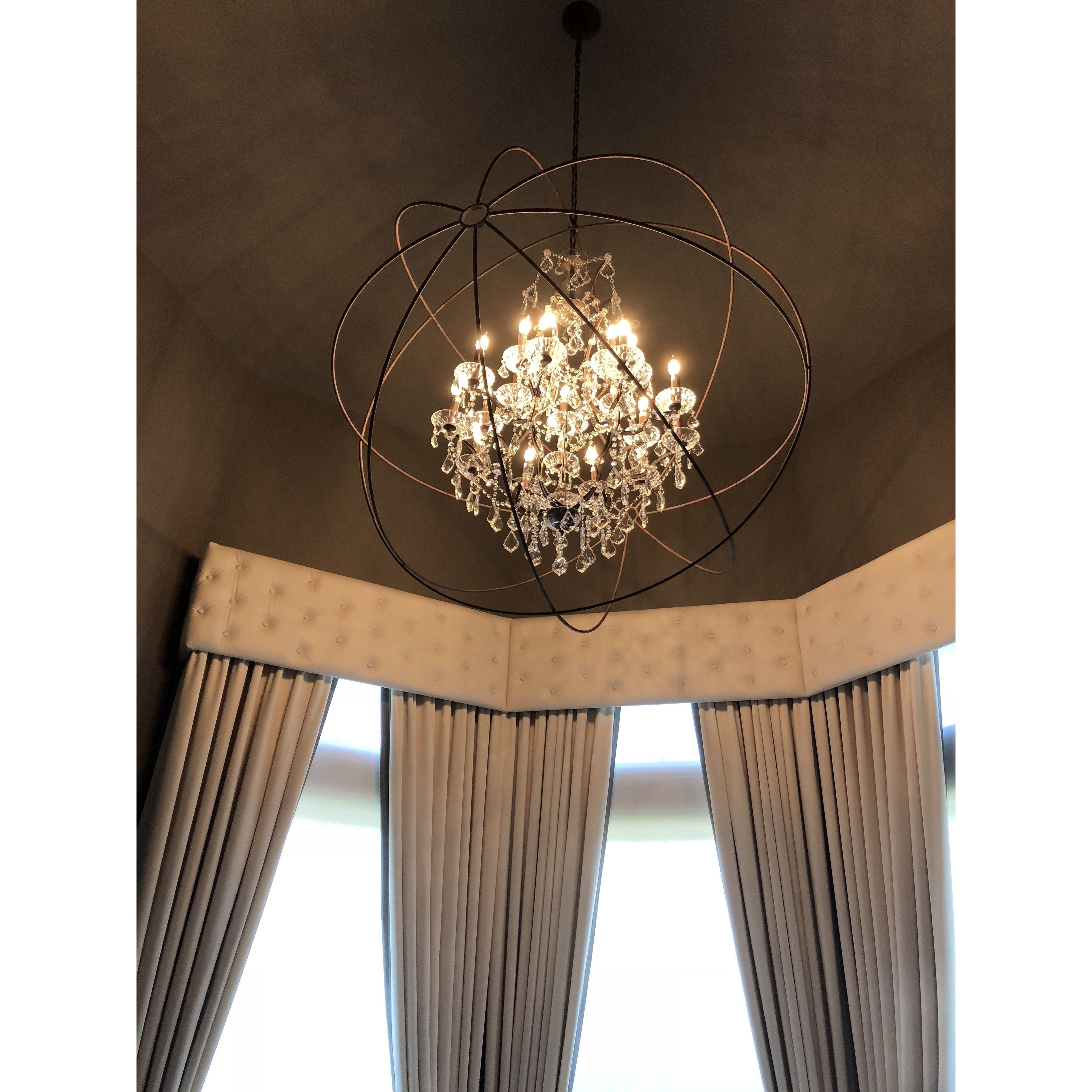 50 Light 80" MN Iron Orb Crystal Chandelier - Italian Concept - 