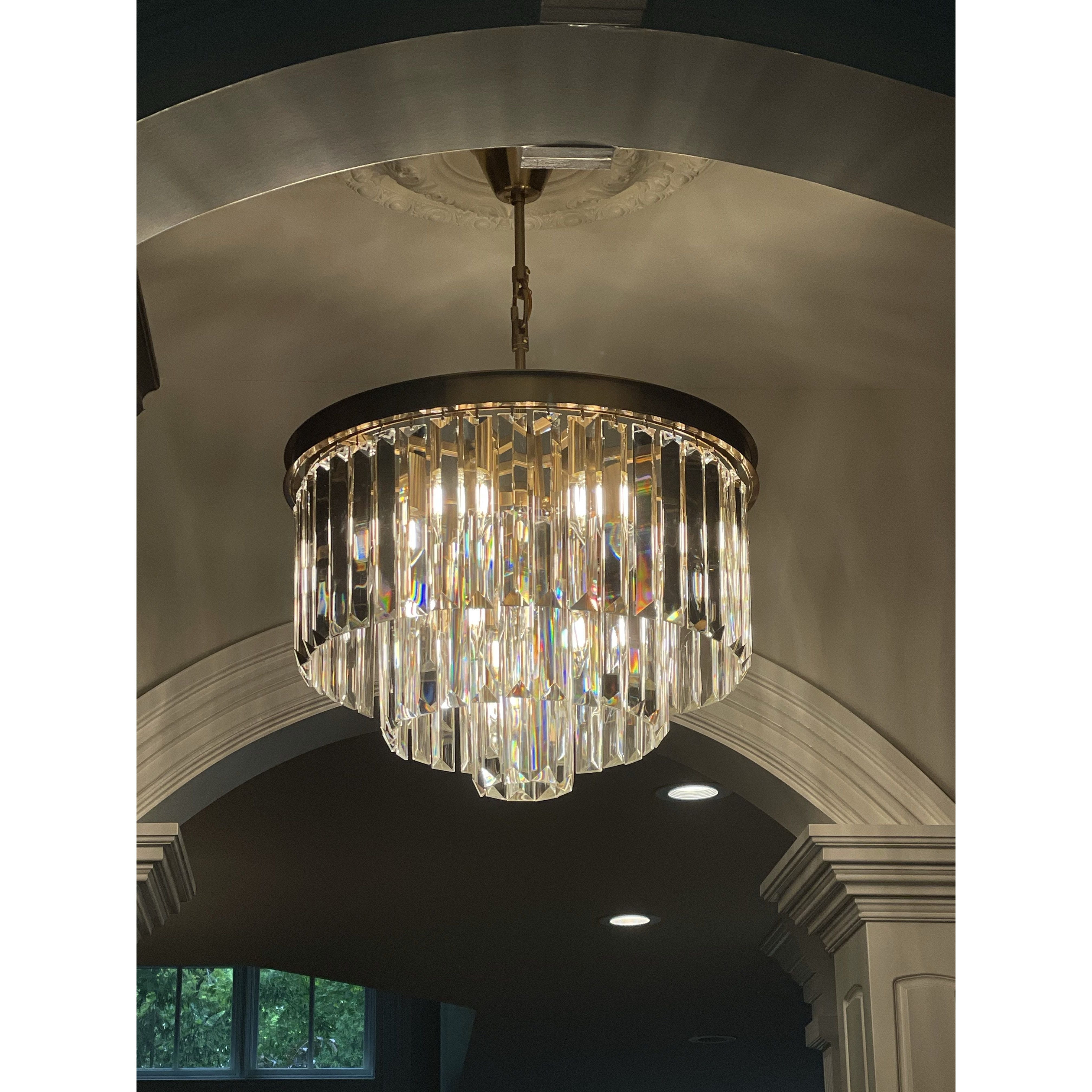 54" Wide Odeon Round Crystal Fringe Chandelier - Italian Concept - 