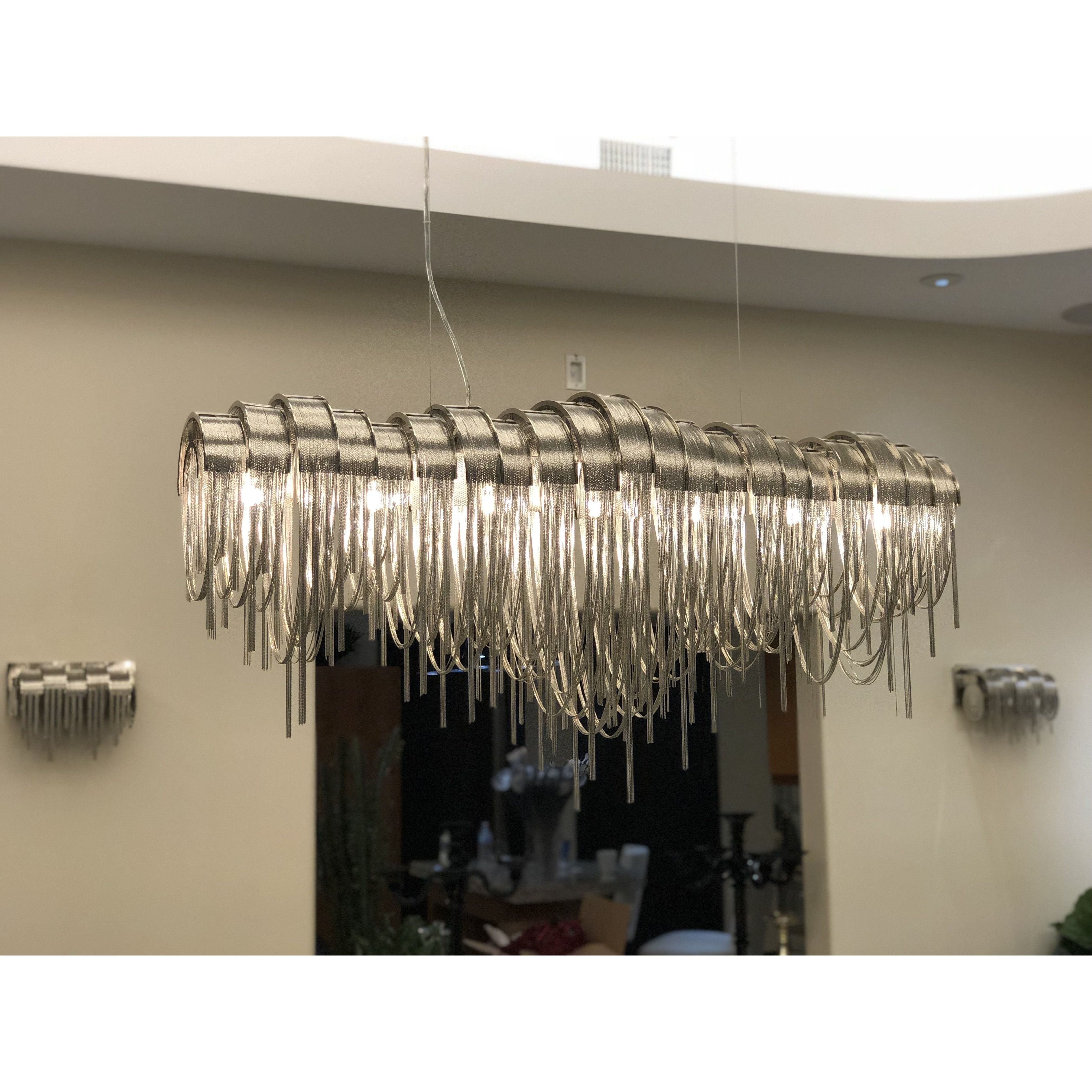 Metal Chain Link Allora Linear Chandelier - Italian Concept