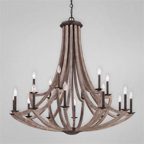 Osteria Wood 18 Light Candle Style Chandelier - Italian Concept