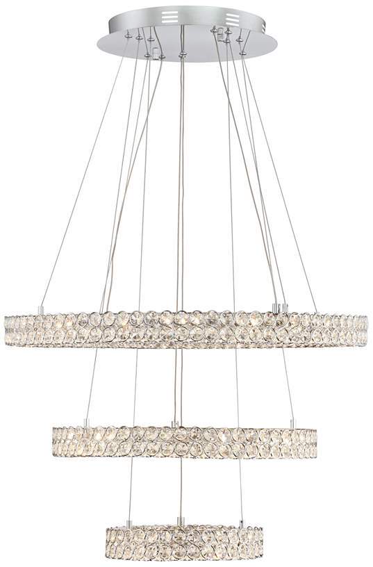 Perriello 28"W Tiered LED Crystal Ring Pendant - Italian Concept