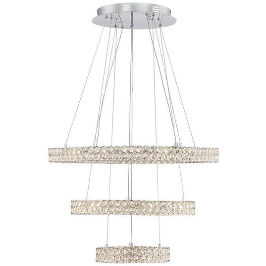 Perriello 28"W Tiered LED Crystal Ring Pendant - Italian Concept