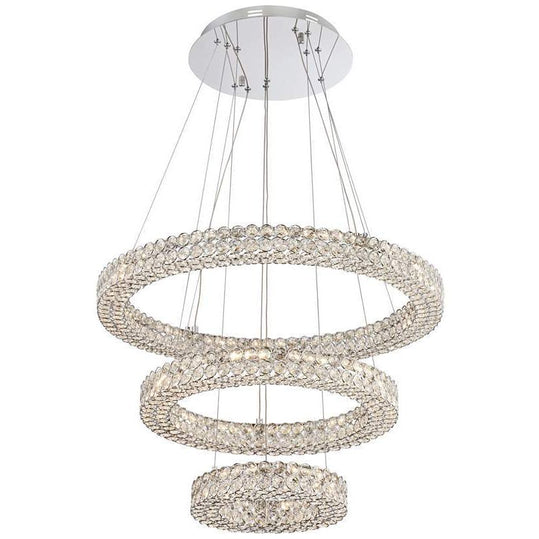 Perriello 28"W Tiered LED Crystal Ring Pendant - Italian Concept