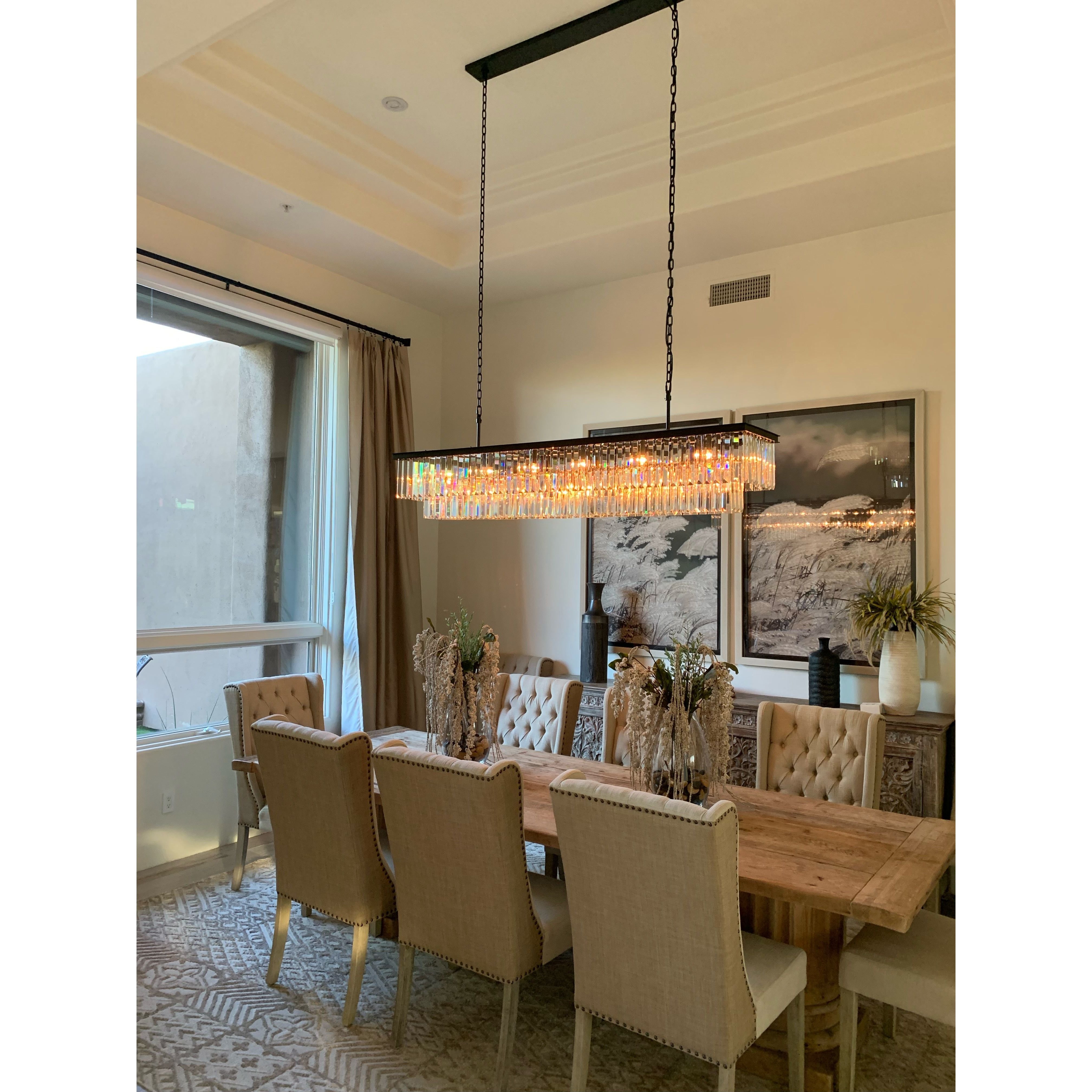 Odeon Crystal Fringe Rectangular Chandelier - Italian Concept