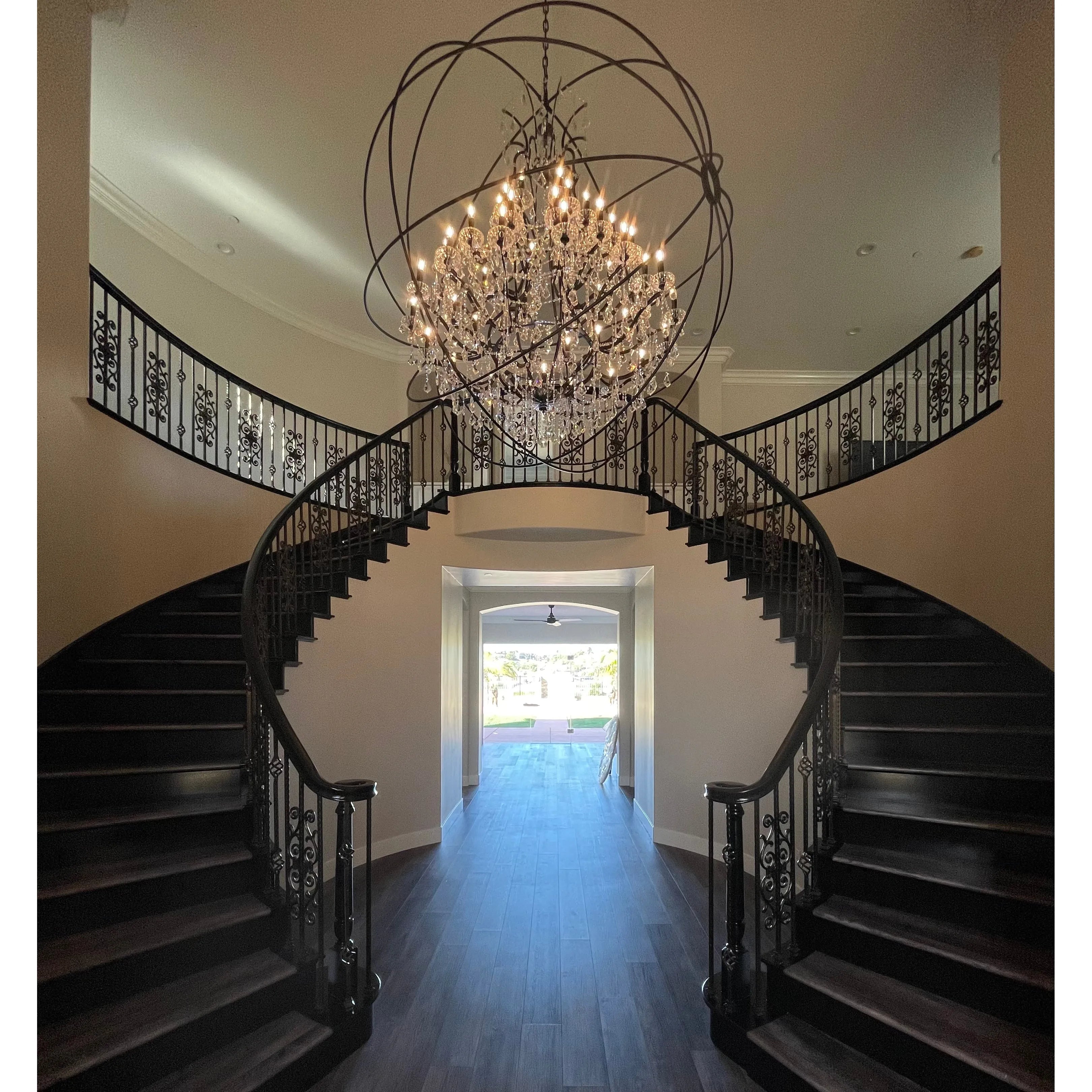 50 Light 80" MN Iron Orb Crystal Chandelier - Italian Concept