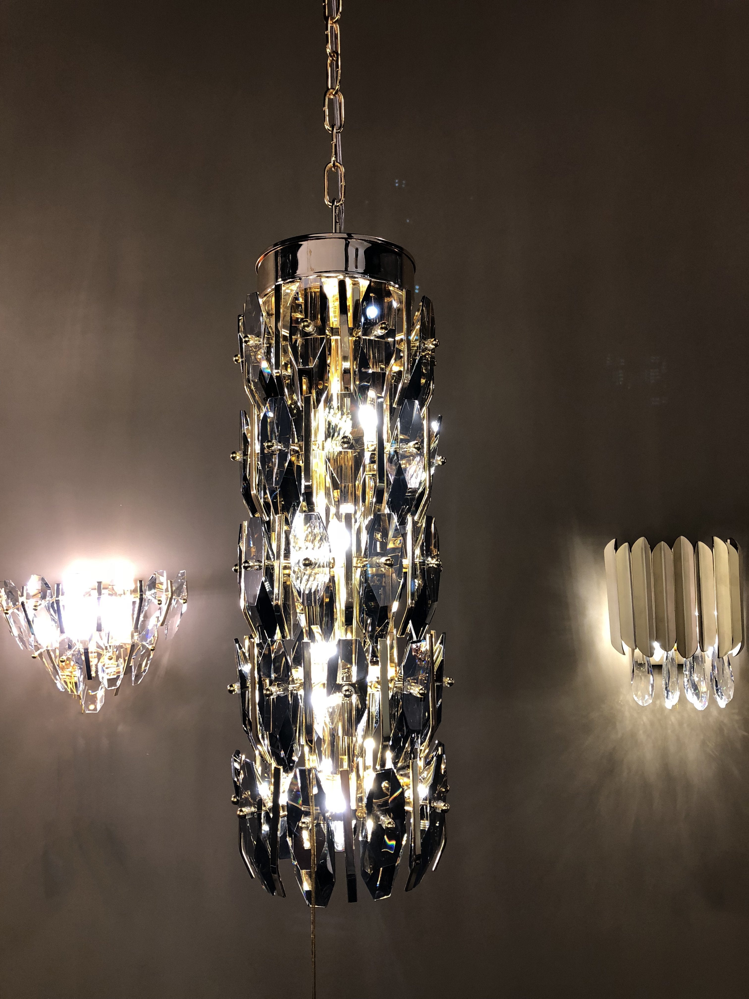 Sol Odeon Tall Crystal Pendant Light - Italian Concept - 