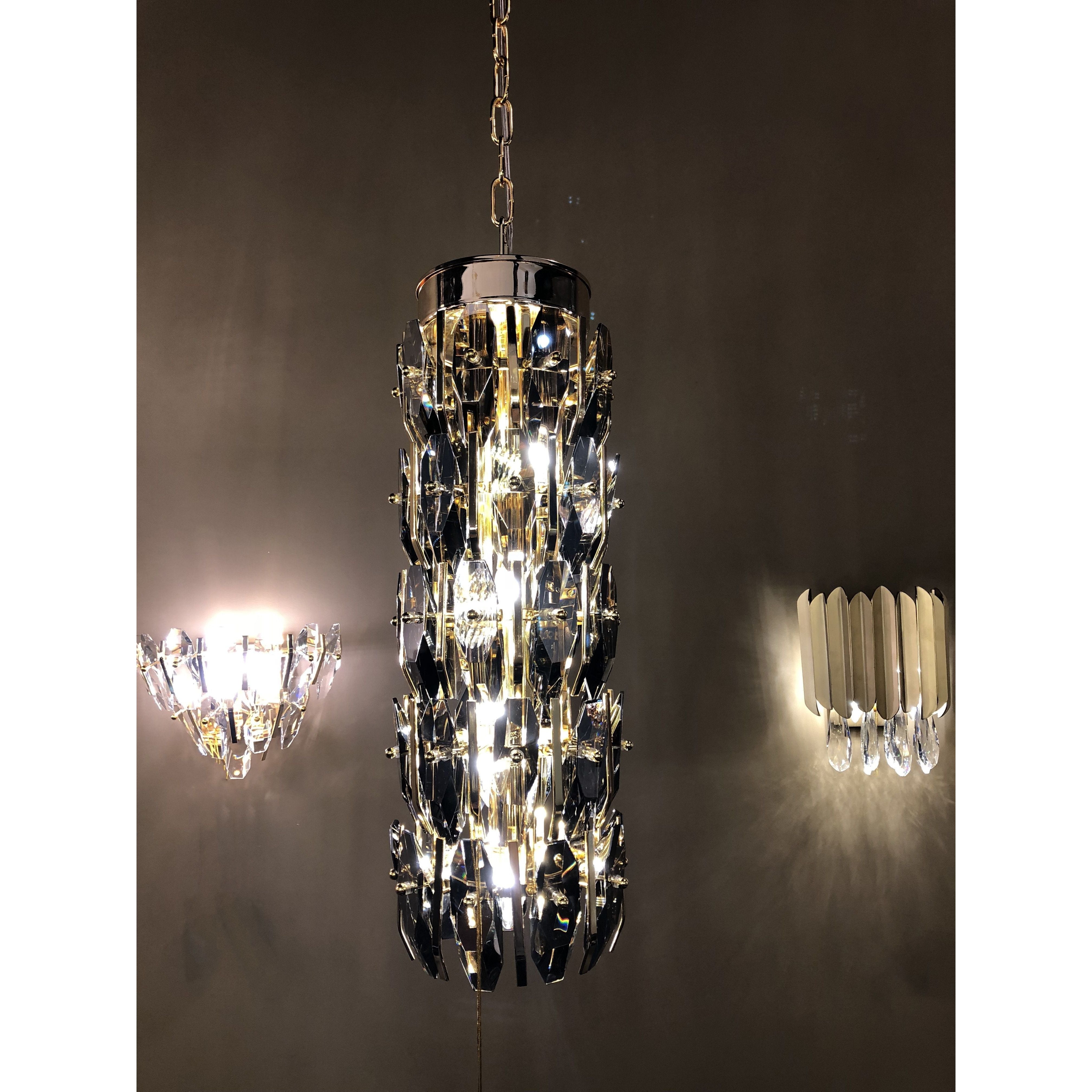 Sol Odeon Tall Crystal Pendant Light - Italian Concept - 