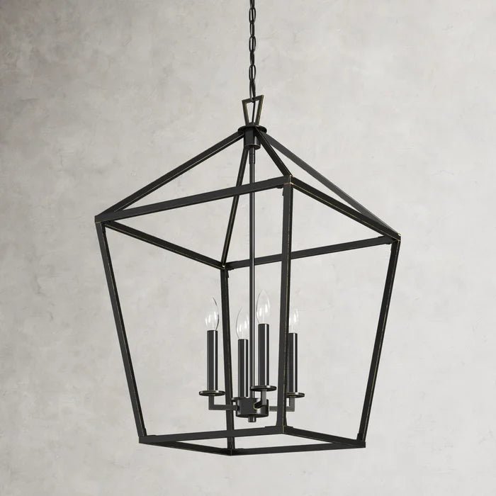 Chris Graff  4 - Light 17"W Lantern Geometric Chandelier - Italian Concept - Color Finish