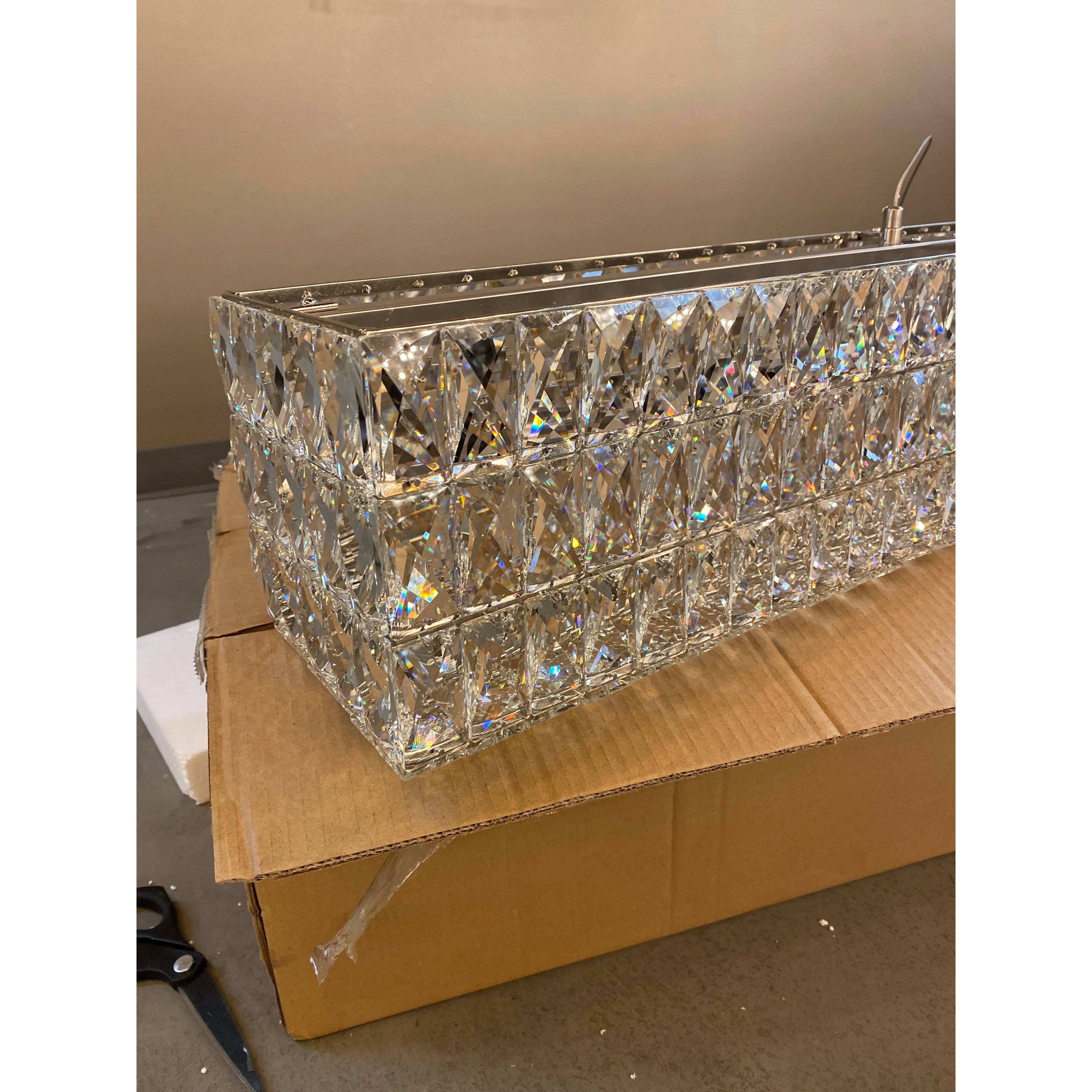 Mia Rectangular 3-Tier Crystal Chandelier - Italian Concept