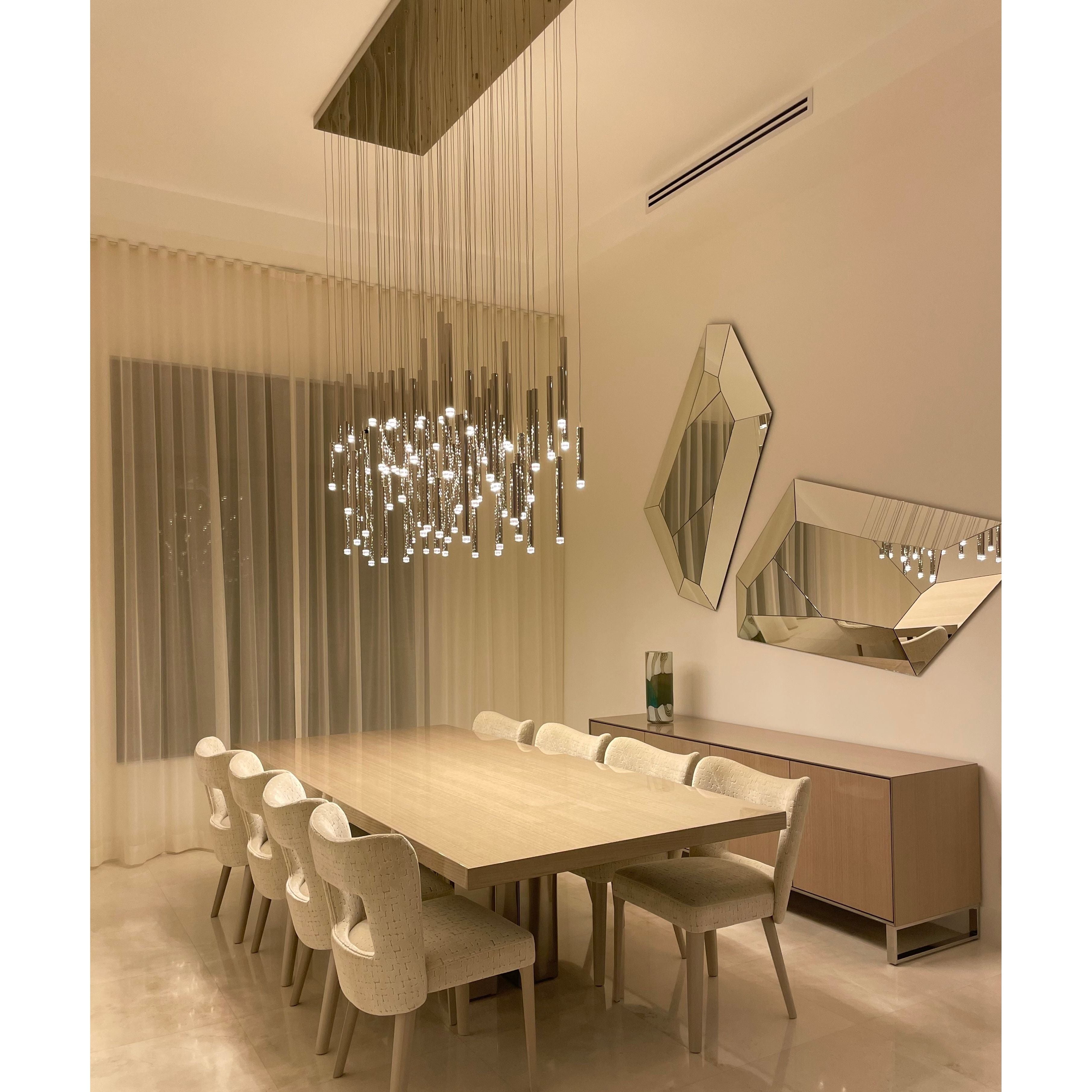 Bellini Rectangular Tubular Pendant Light Chandelier - Italian Concept