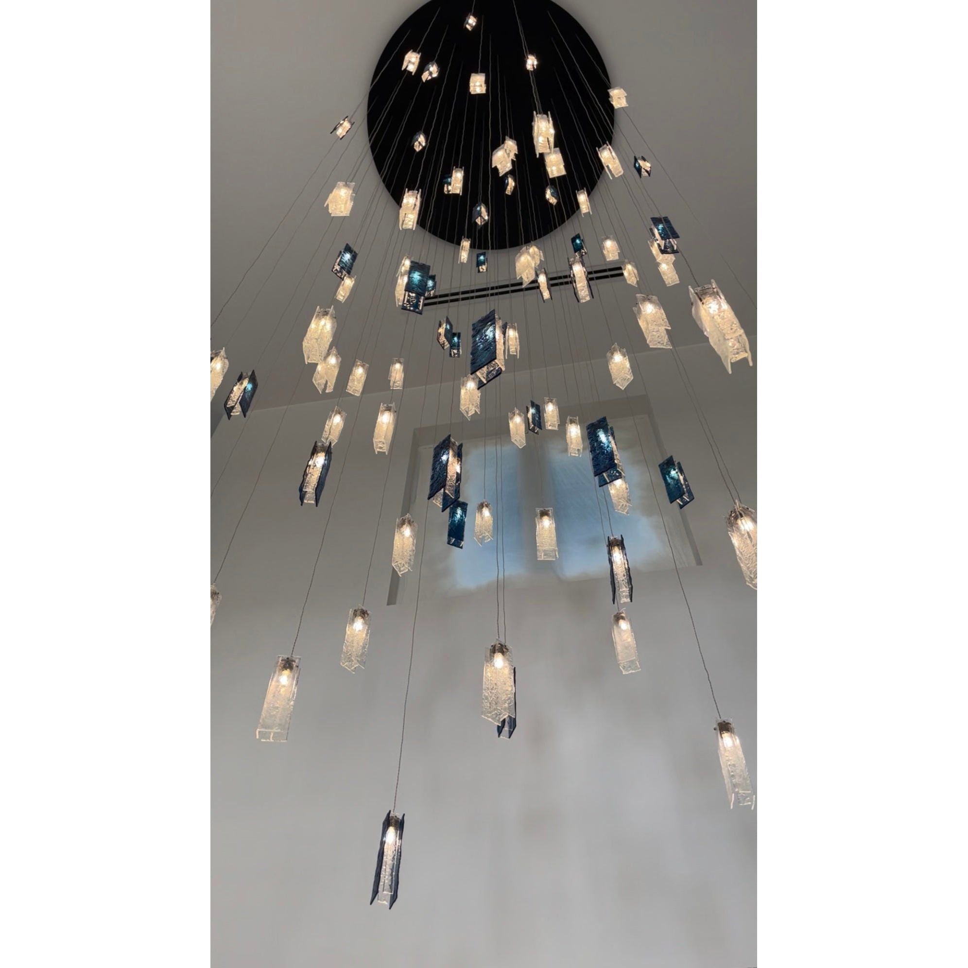 Rain Round Cluster Glass tile Pendant Chandelier - Italian Concept