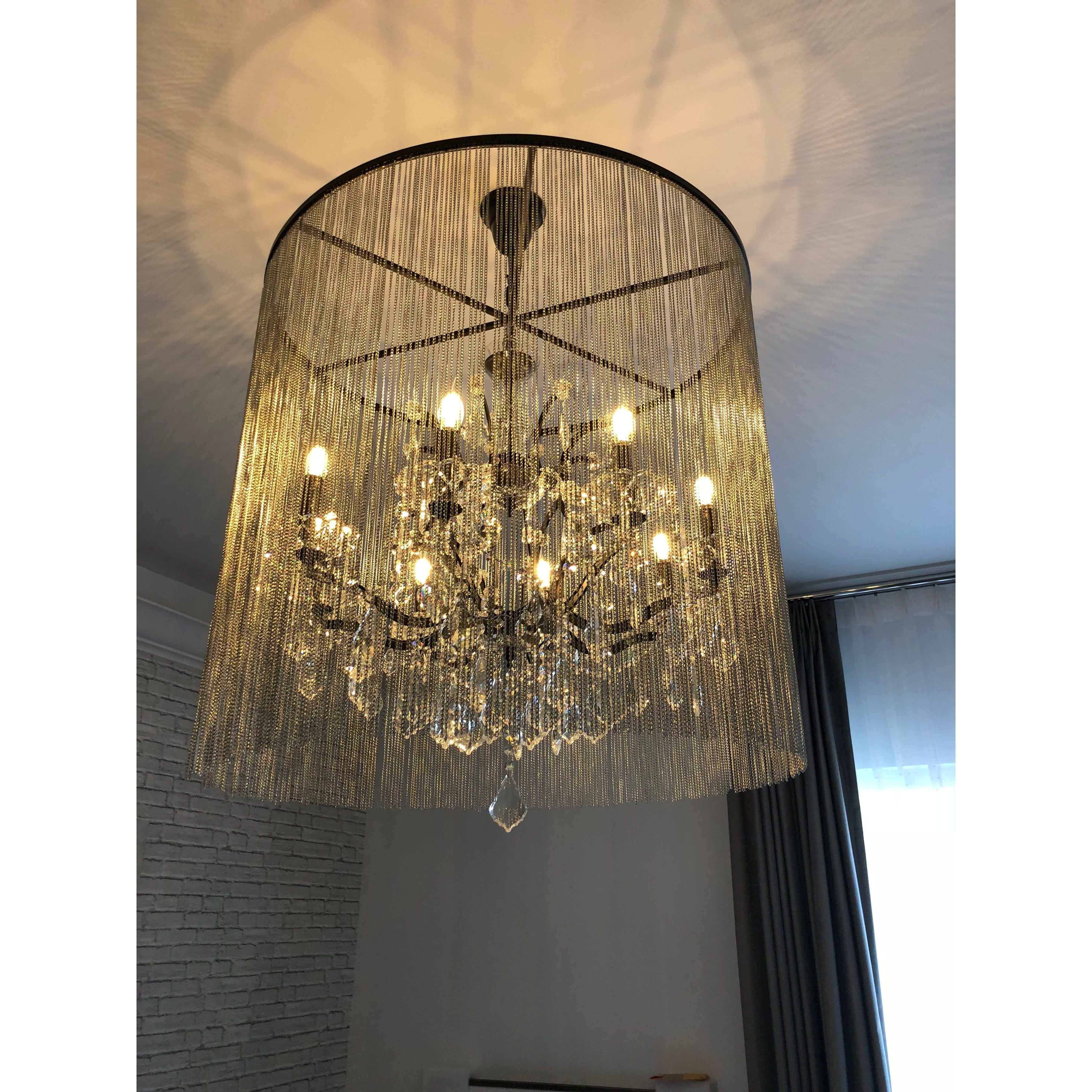 Chain Curtain Crystal 12-Light 32" Crystal Chandelier - Italian Concept - 