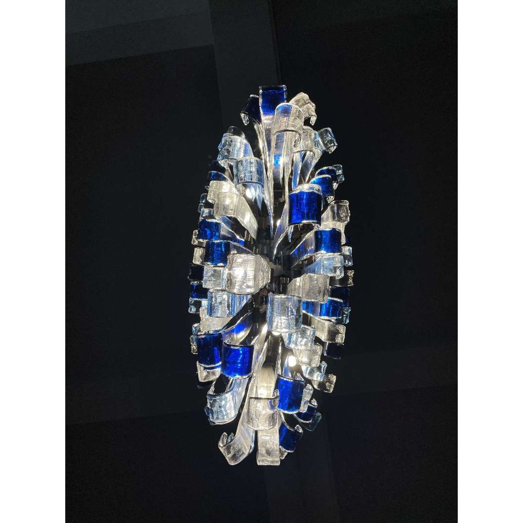 Blue Rainfall / Oval Waterfall Murano Glass Chandelier