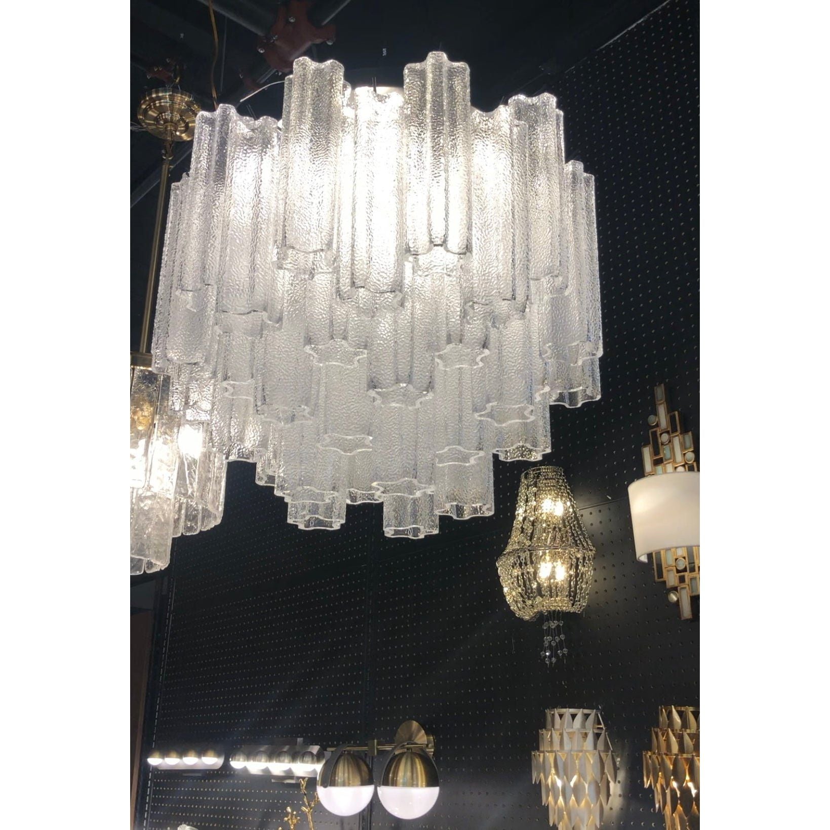 Flushmount Caprice Semi-Transparent Tubular Glass Chandelier - Italian Concept